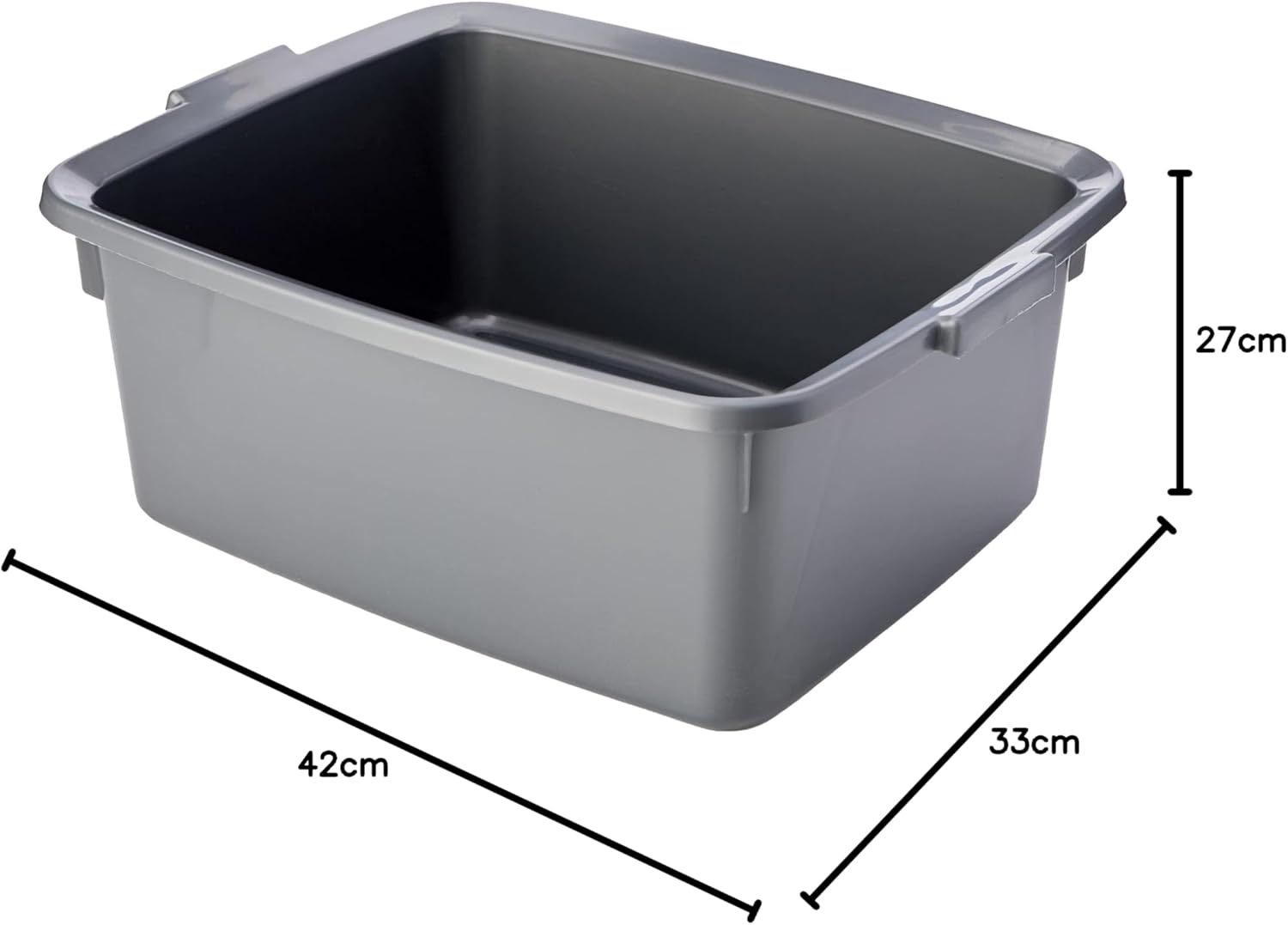 Addis 502813 Plastic Butler Large Rectangular Bowl, Metallic Silver, 12.5L 12