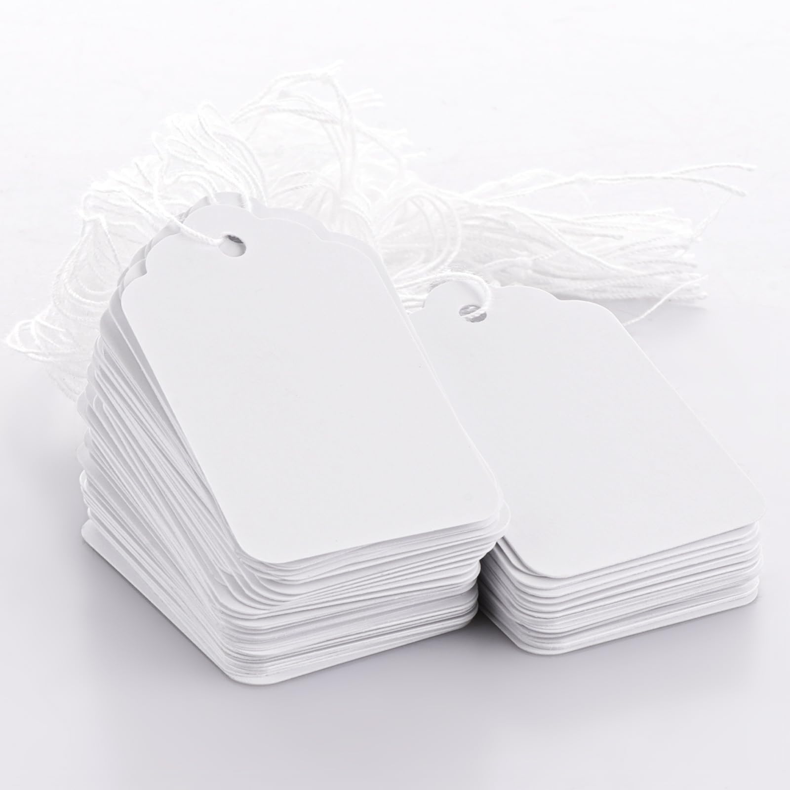 ASelected White Pricemarker Labels with String, 28x45mm, 1000 Pcs | Writable Paper Tags