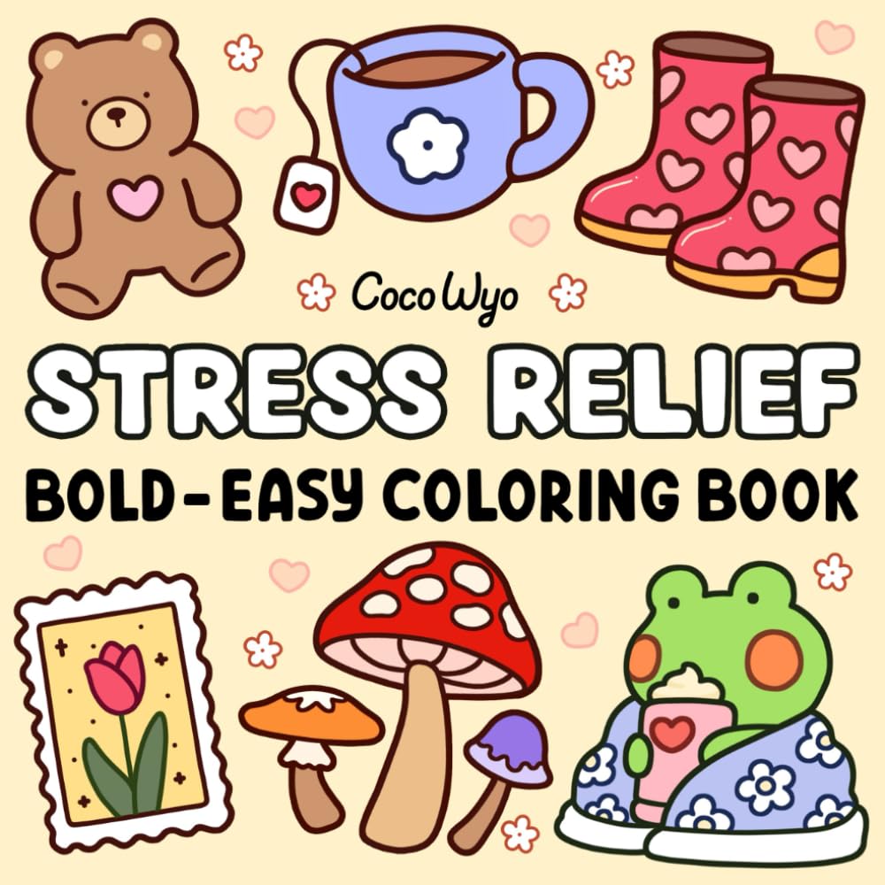 Coco Wyo Stress Relief Coloring Book - Bold & Easy Designs | 52 Pages | Paperback 1