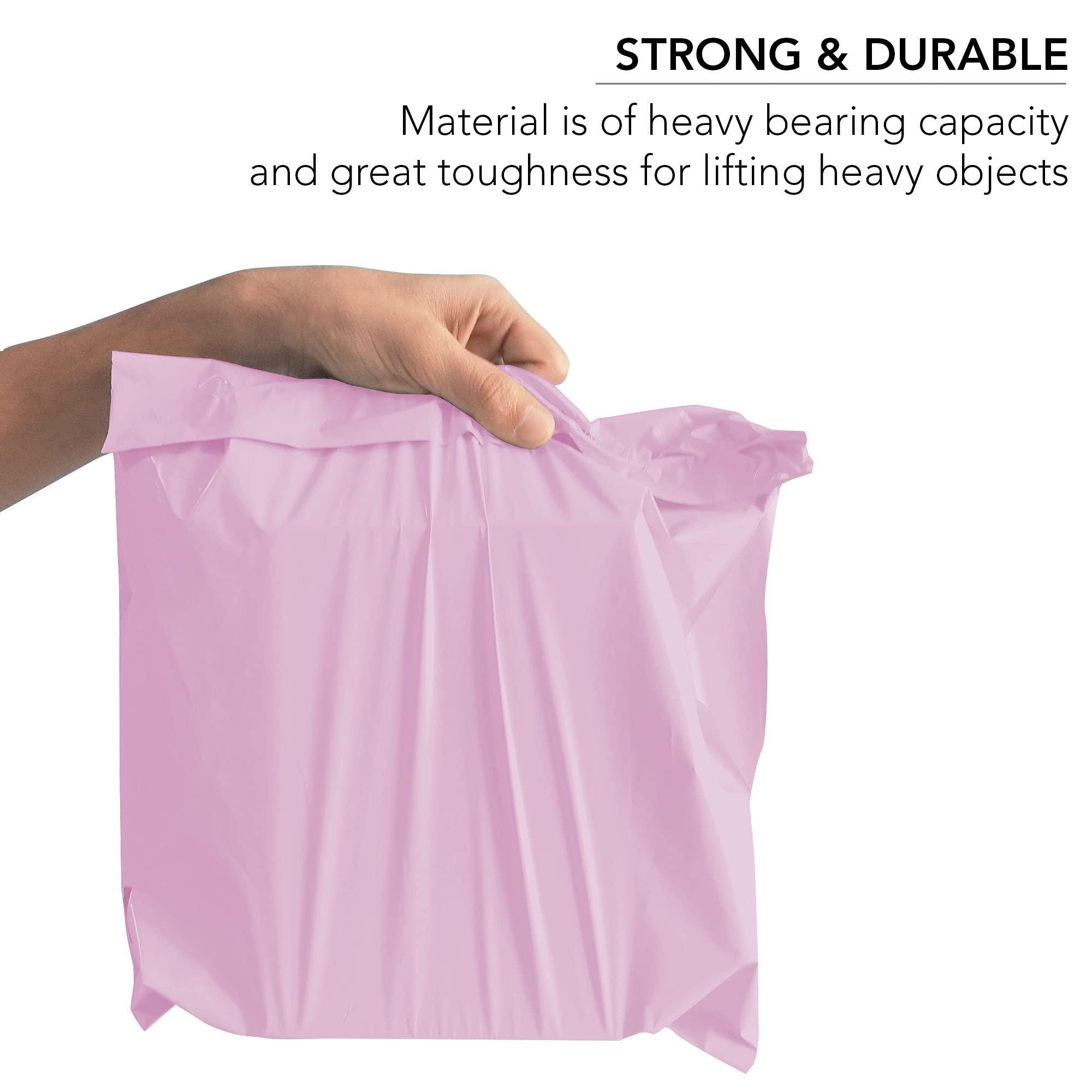 iSOUL Strong Large Mailing Postal Bags - 10 x 14 Inch, Baby Pink, 100 Count | Water Resistant 3