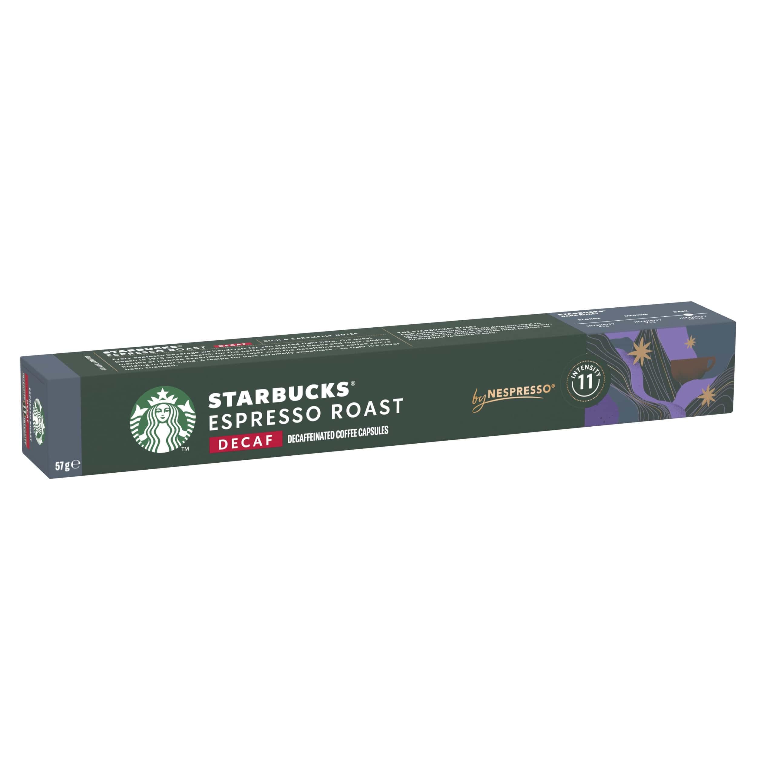 STARBUCKS Decaf Espresso Roast by Nespresso - Dark Roast Coffee Capsules, 10 Count