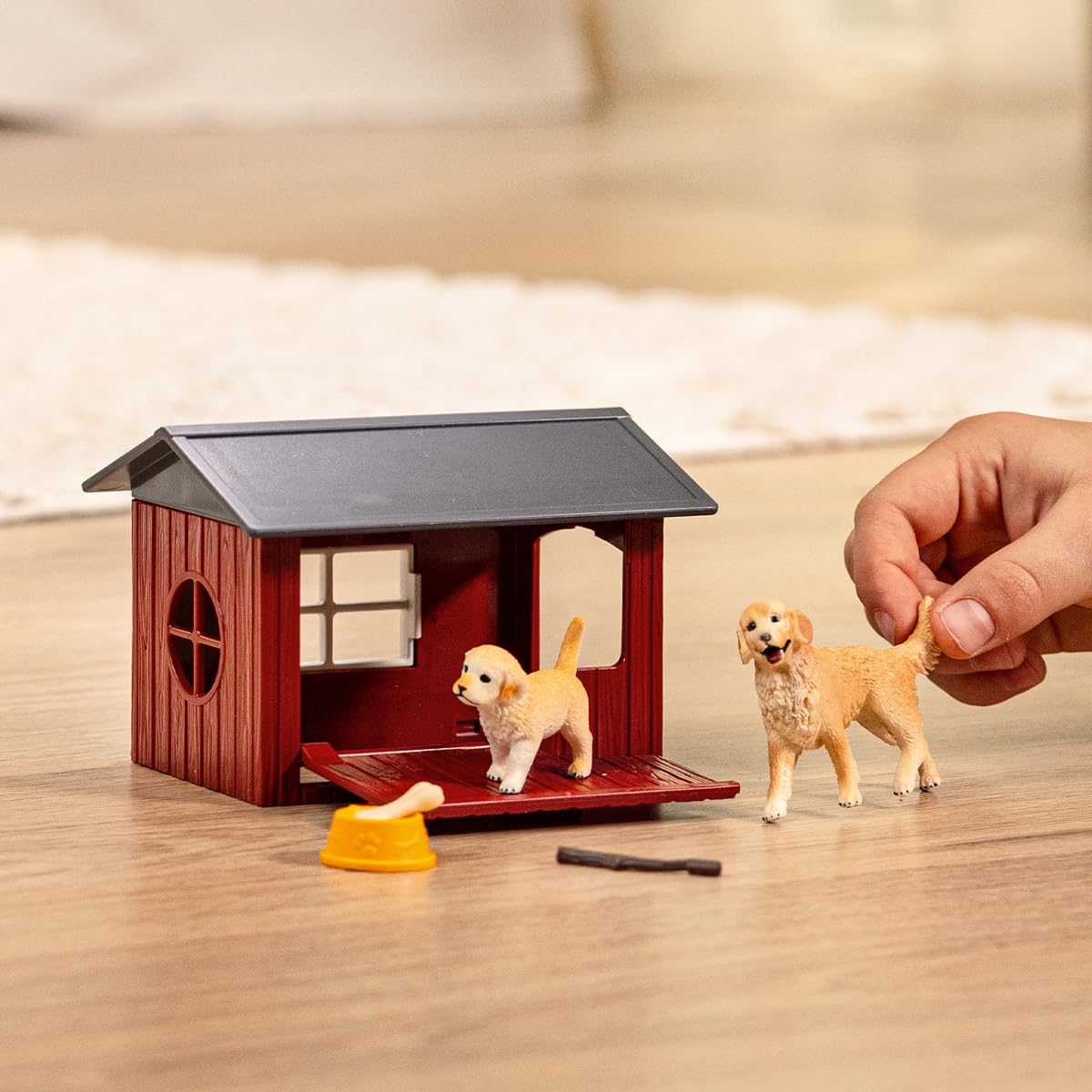 Schleich Farm World Dog Kennel Play Set - 9-Piece Golden Retriever Figurine Set for Kids 36 Months & Up 11