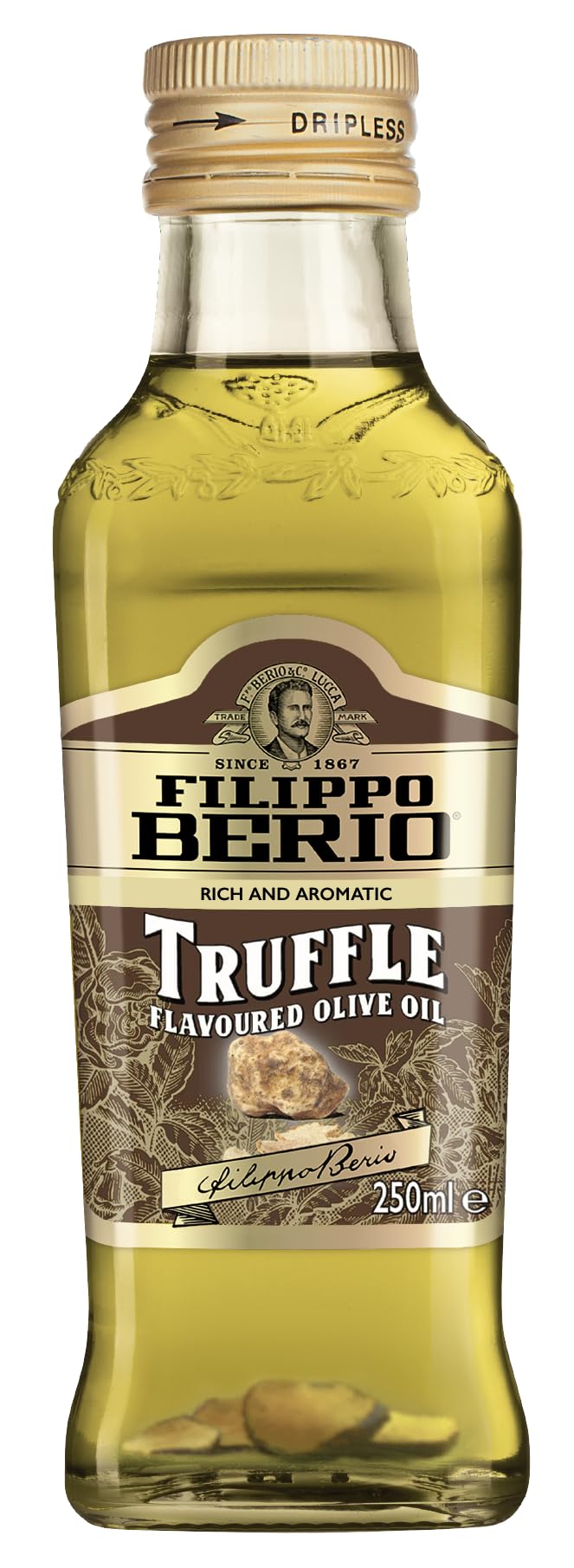Filippo Berio Truffle Flavoured Extra Virgin Olive Oil - Real Truffle Flakes | Versatile Finishing Oil | 250ml