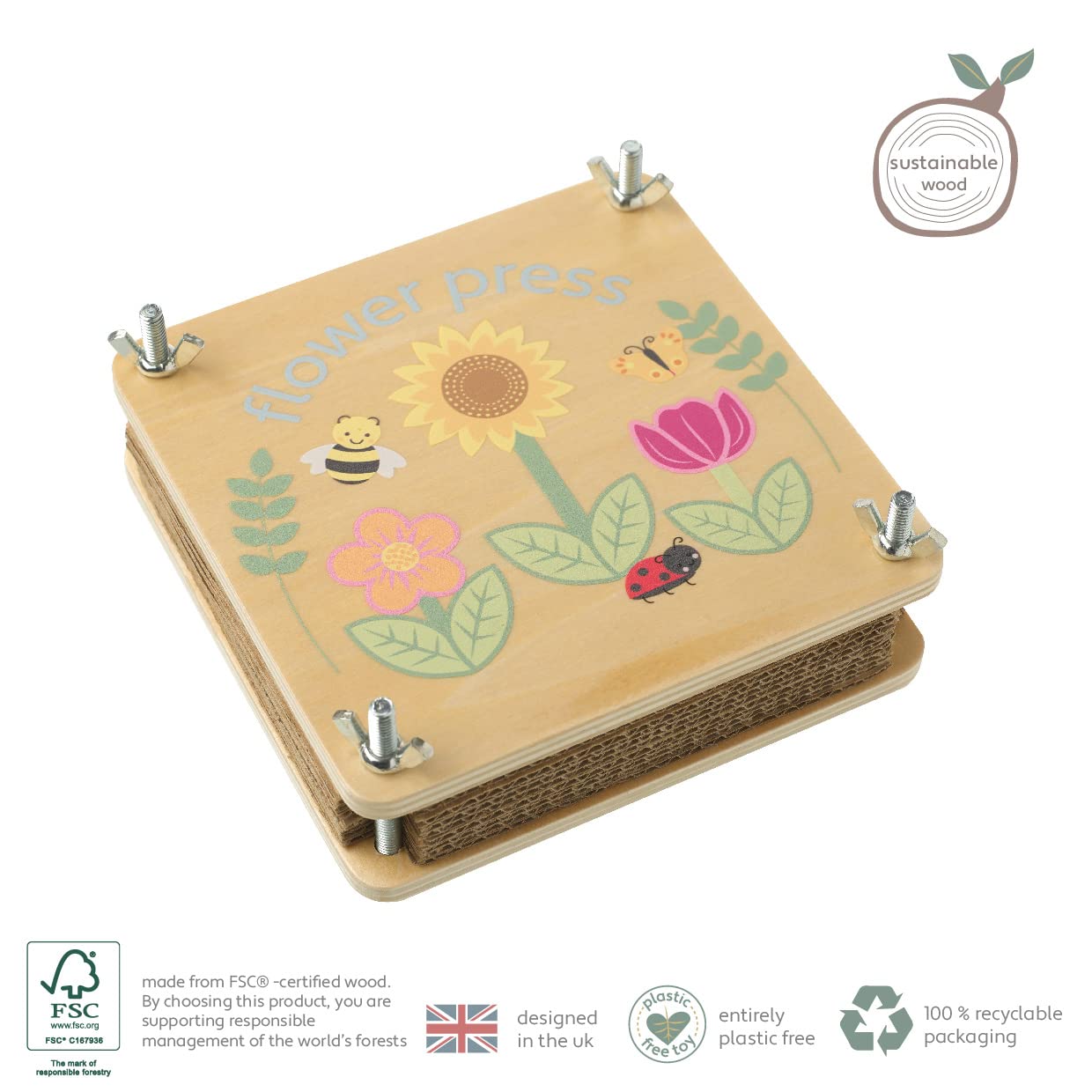 Orange Tree Toys Wooden Flower Press - Nature Craft Kit for Kids 5