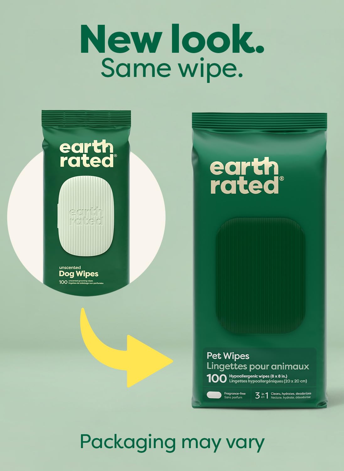 Earth Rated Hypoallergenic Grooming Wipes for Dogs - Unscented | 100 Count | 98% Biobased