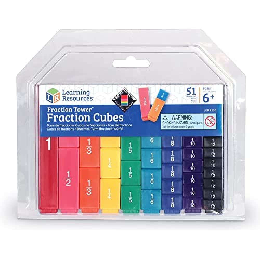 Learning Resources Fraction Tower Cubes - Colour-Coded, Interlocking Math Manipulatives | Ages 6-10