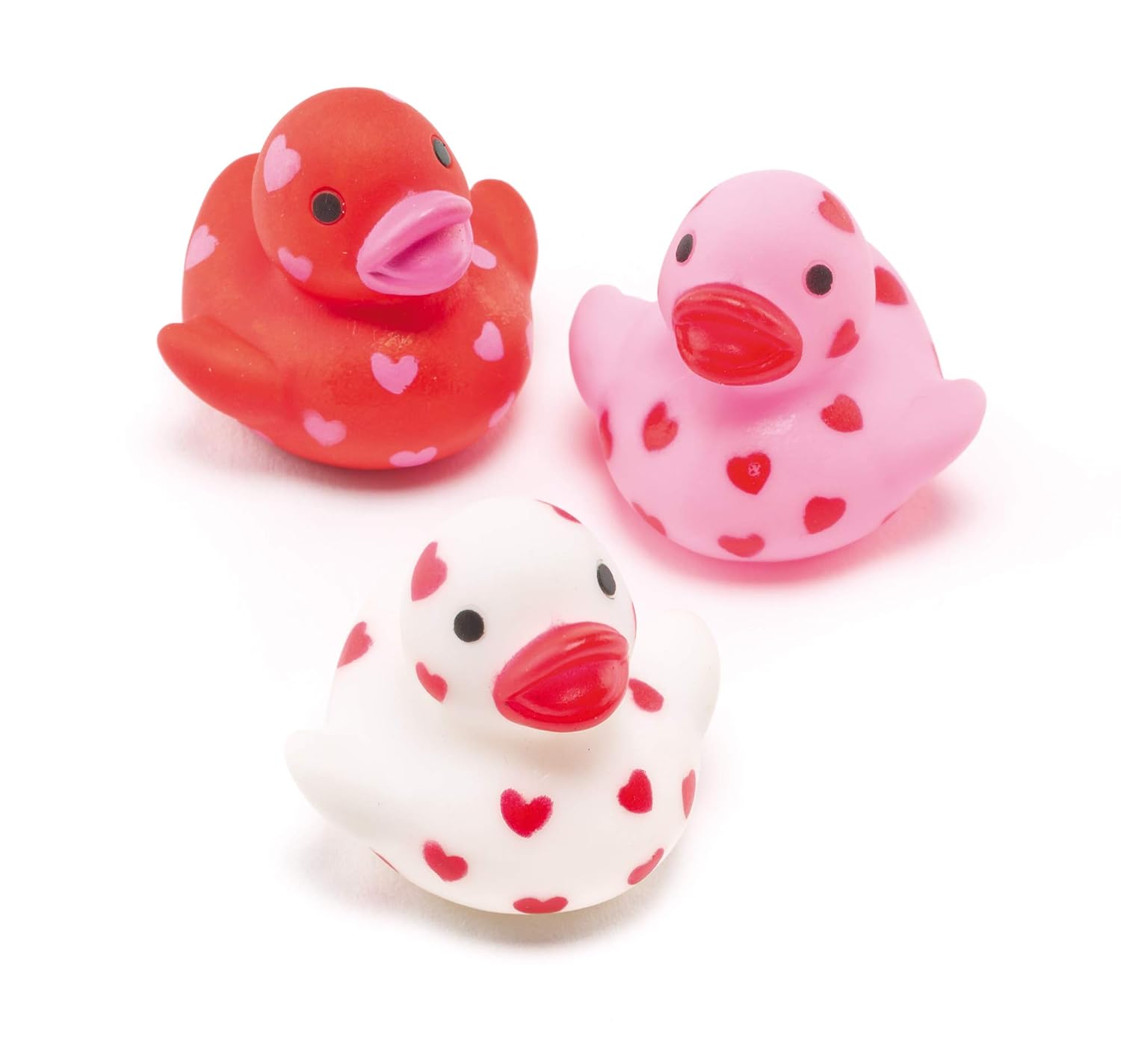 Baker Ross Mini Heart Rubber Ducks - Assorted Floating Bath Toys (Pack of 6)