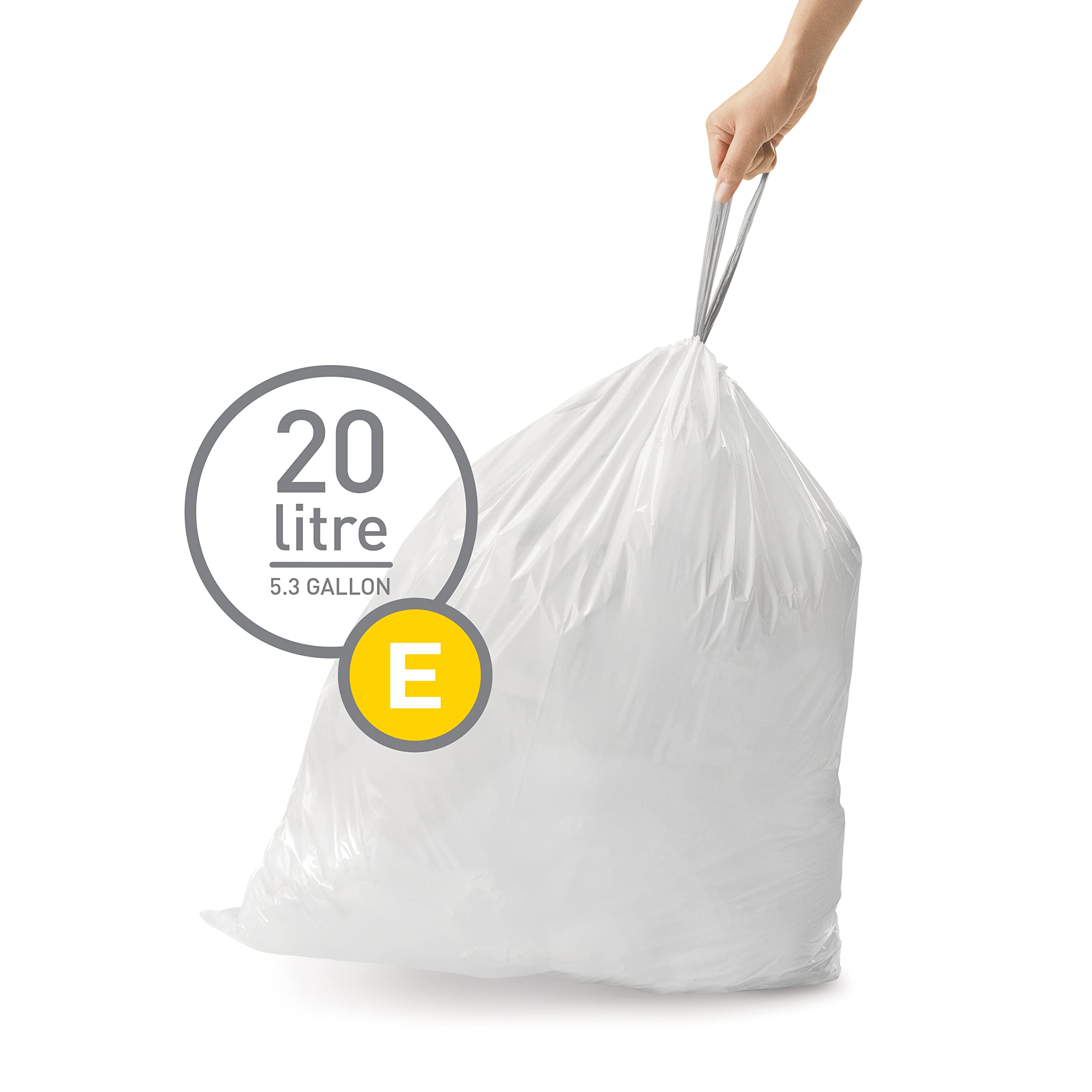 simplehuman CW0255 Code E Custom Fit Bin Liner Bulk Pack, White (60 Count) 4
