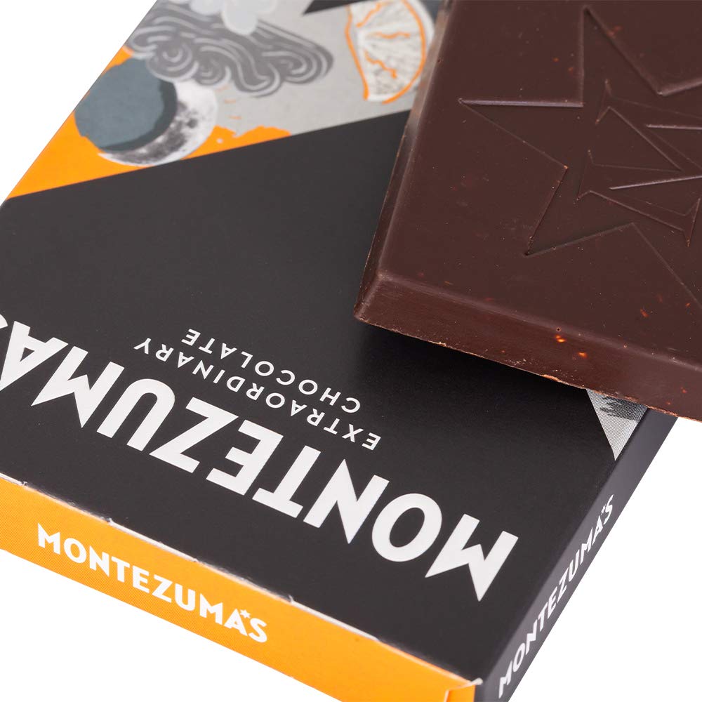 Montezuma - Absolute Black 100% Cocoa Dark Chocolate with Orange & Cocoa Nibs 90g Bar 8