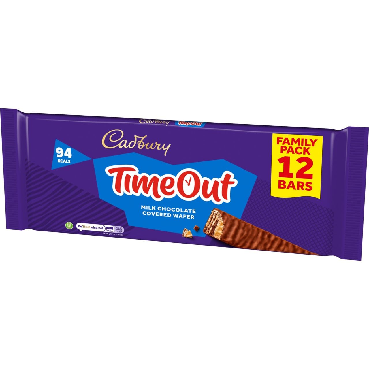 Cadbury Timeout Milk Chocolate Covered Wafer Bars, Crispy Wafer Fingers in Smooth Cadbury Milk Chocolate, 12 x 18g