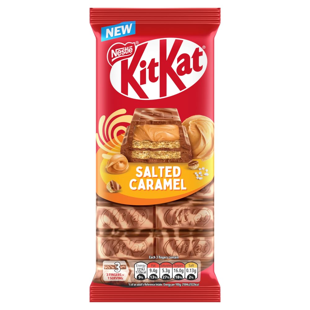 KitKat - Salted Caramel Milk Chocolate Crispy Wafer Sharing Bar, 99g