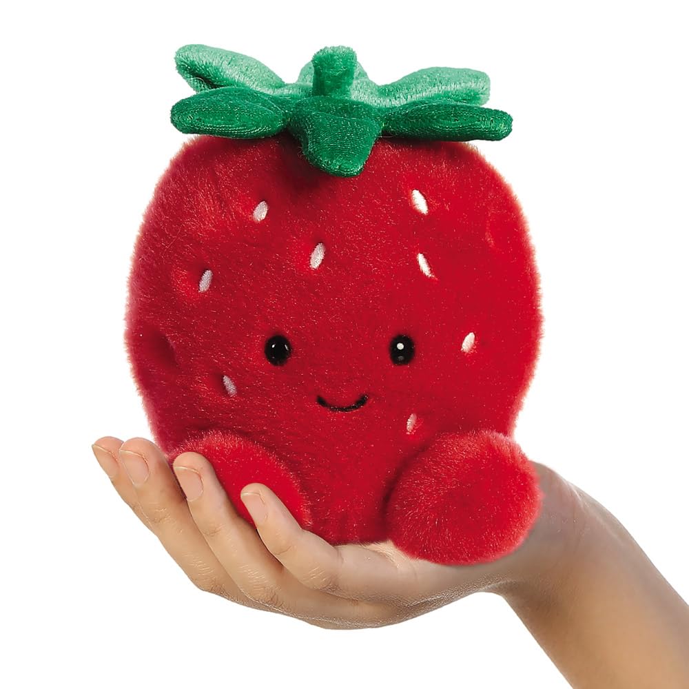 AURORA Palm Pals Juicy Strawberry Soft Toy | 12 cm Plush | Bean Filled | Red