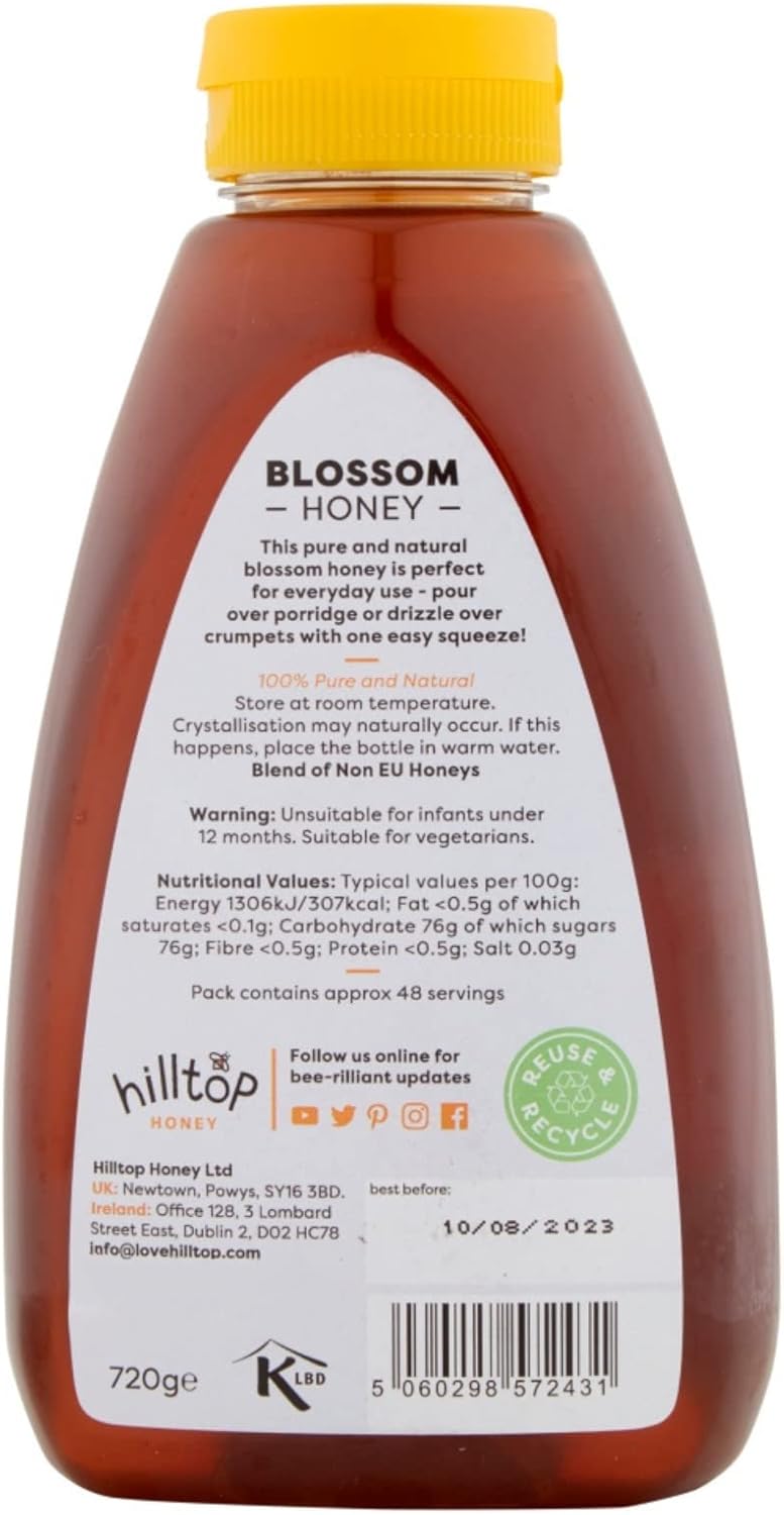 Hilltop Honey Blossom Honey 720g Squeezy Bottle - Pure Natural Honey 3