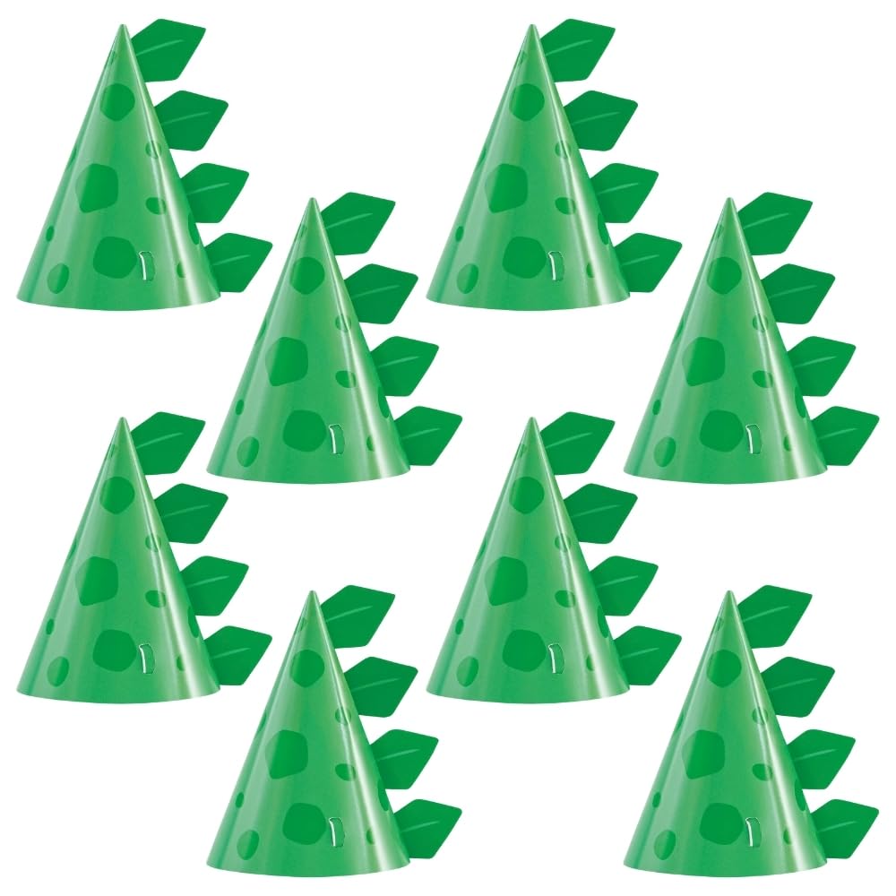 Unique Dino-Riffic Party Hats - Blue & Green Dinosaur Theme | 8 Count | Paper