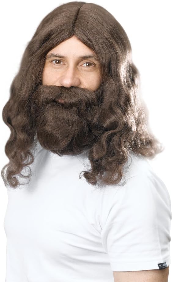 Bristol Novelty Hippy Jesus Wig and Beard Set - One Size