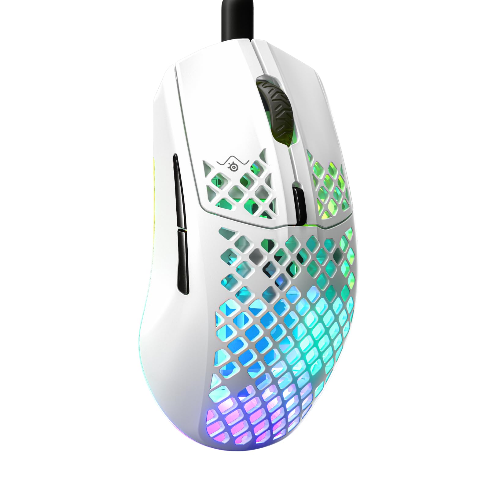 SteelSeries Aerox 3 Snow - Ultra-Lightweight Holey RGB Gaming Mouse, 8500 DPI TrueMove Core Sensor, IP54 Water Resistant, 59g