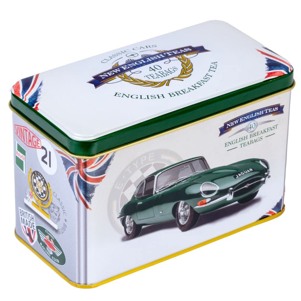 New English Teas Jaguar E-Type Tea Tin with 40 English Breakfast Teabags