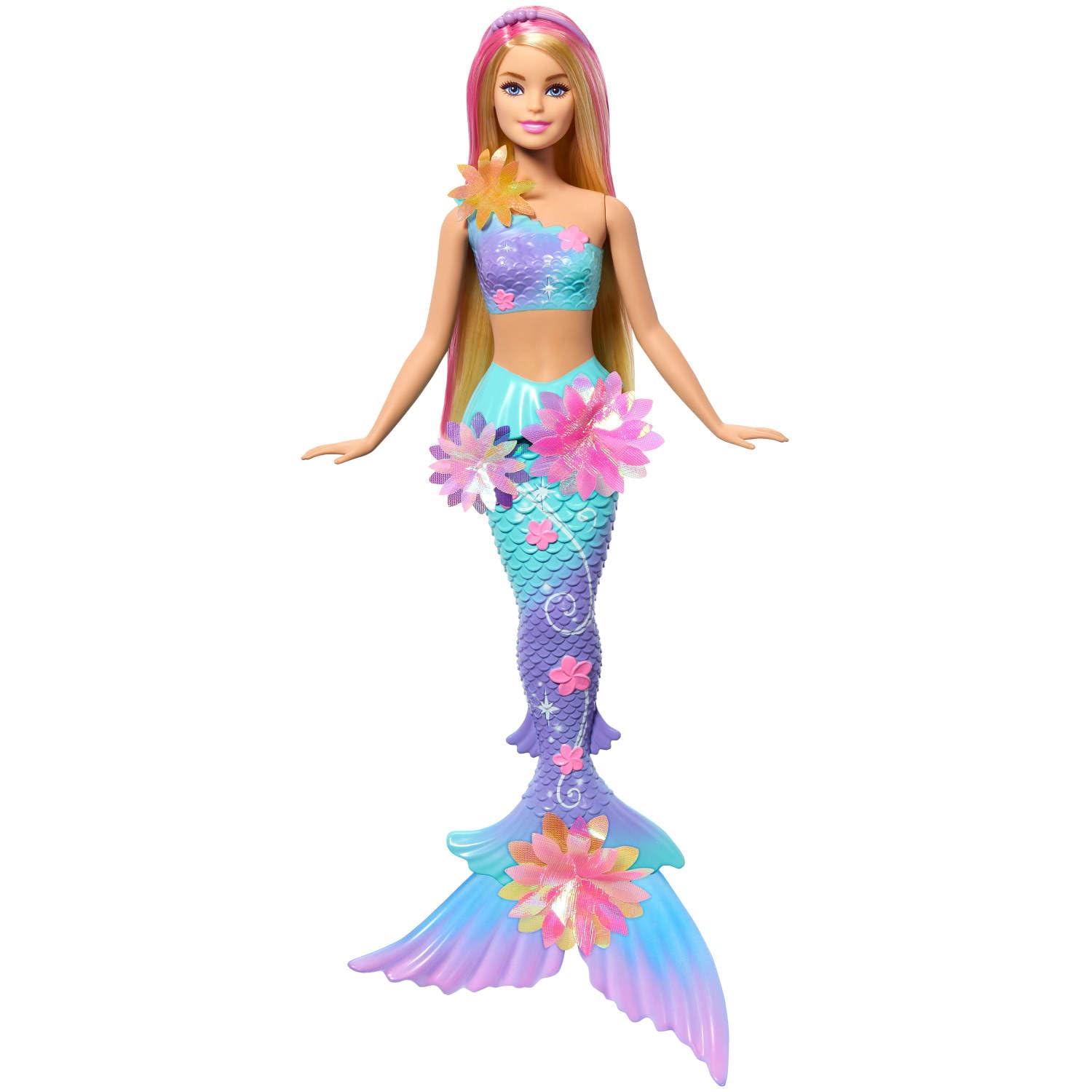 Barbie JDM72 Flower Magic Mermaid Doll with Surprise Blooming Flowers | Blonde Hair with Pink Highlights | Ages 3+