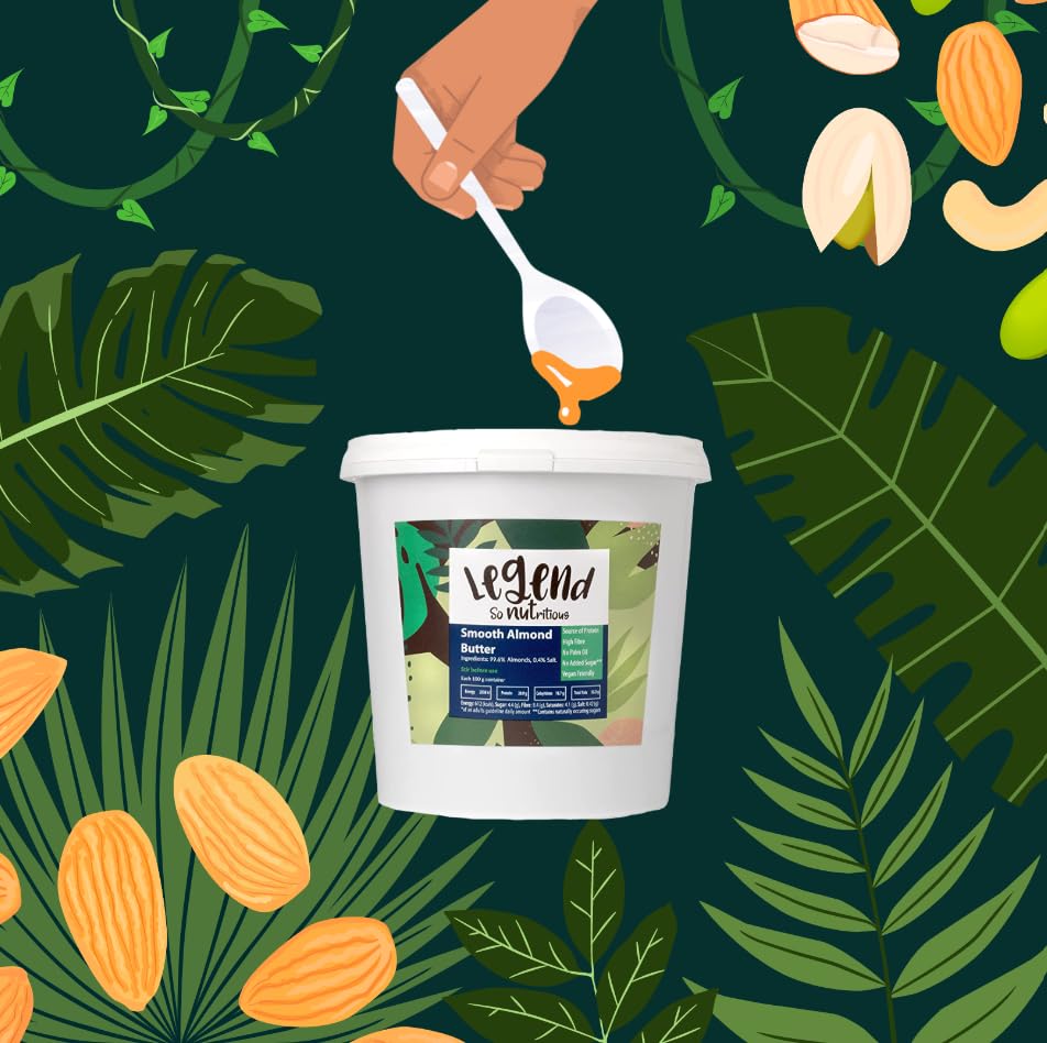 Legend Smooth Almond Butter 1kg - 100% Natural, Vegan, No Added Sugar, High in Protein & Fibre 10