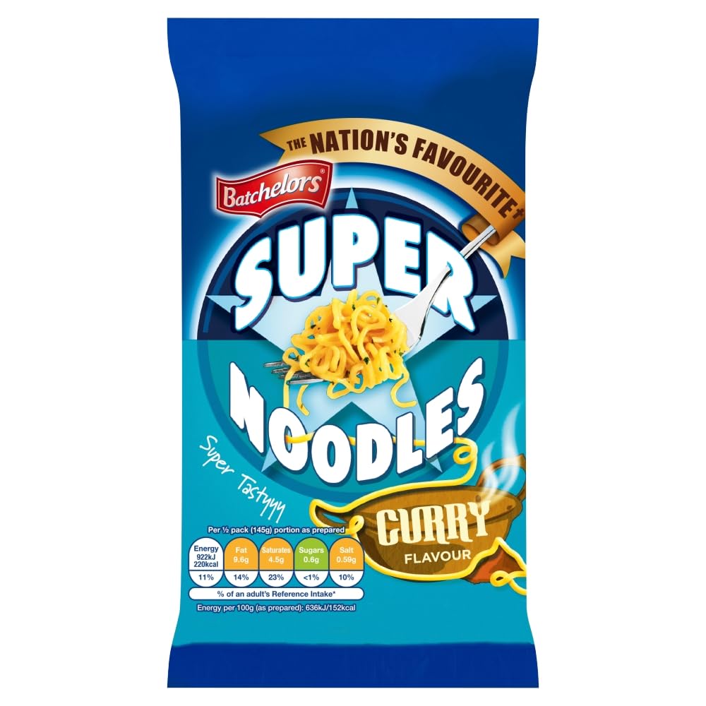 Batchelors Super Noodles, Curry Flavour Instant Snack, 90g Packet, Ready in 4 Minutes