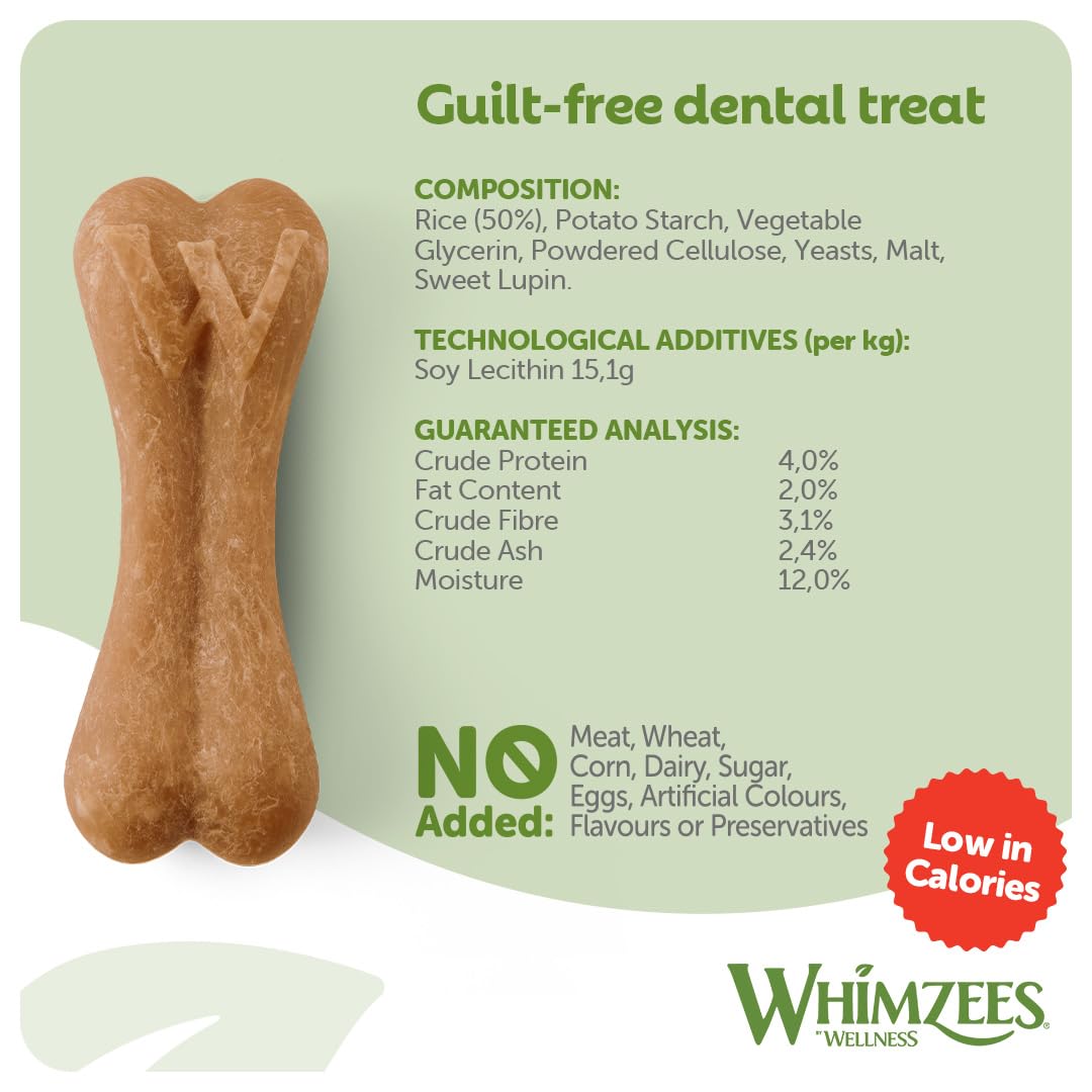 WHIMZEES Rice Bone Dental Sticks - Medium/Large Dogs (9 Count) | Grain Free, Vegetarian, Rawhide-Free 4