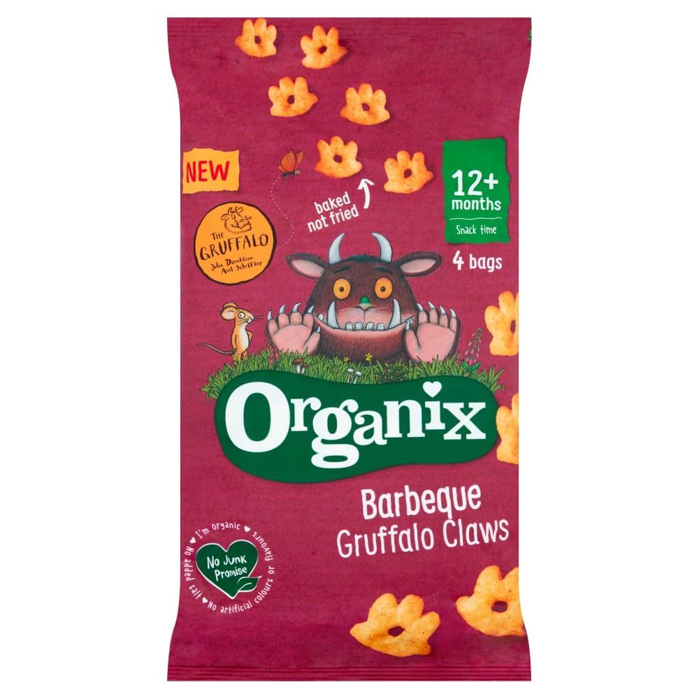 Organix BBQ Gruffalo Claws 12 Months+ Corn Puffs Snack, 4 x 15g Multipack