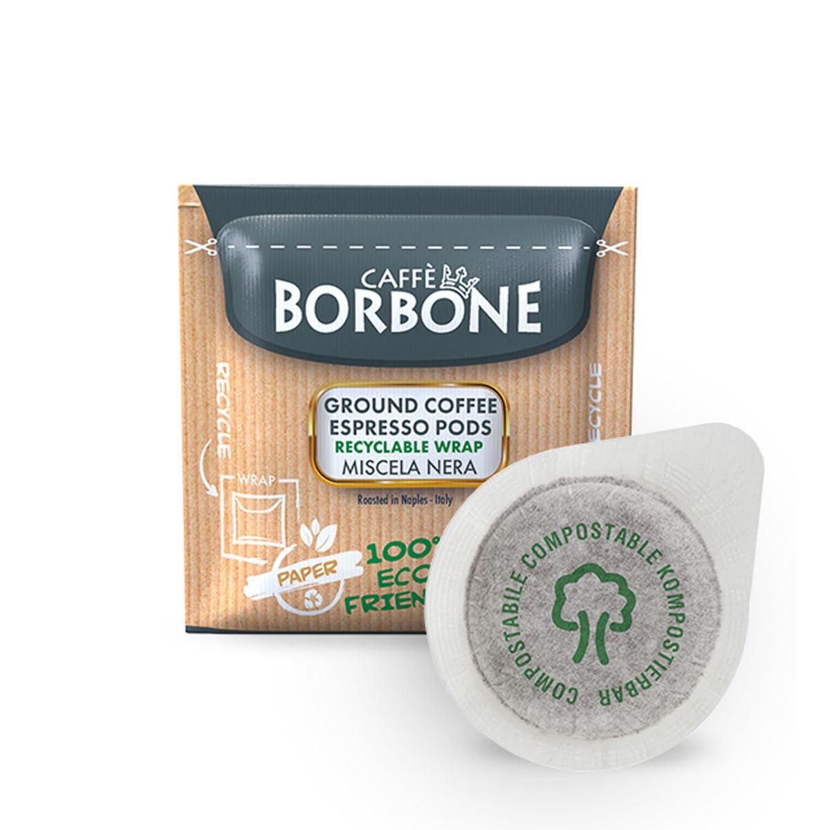 CAFFÈ BORBONE Black Coffee Blend Compostable Pods - 50 Count - ESE System Compatible 1