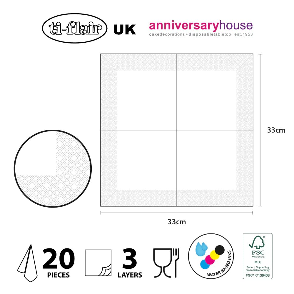 Anniversary House Ruby 40th Anniversary 3-Ply Lunch Napkins | Pack of 16 3