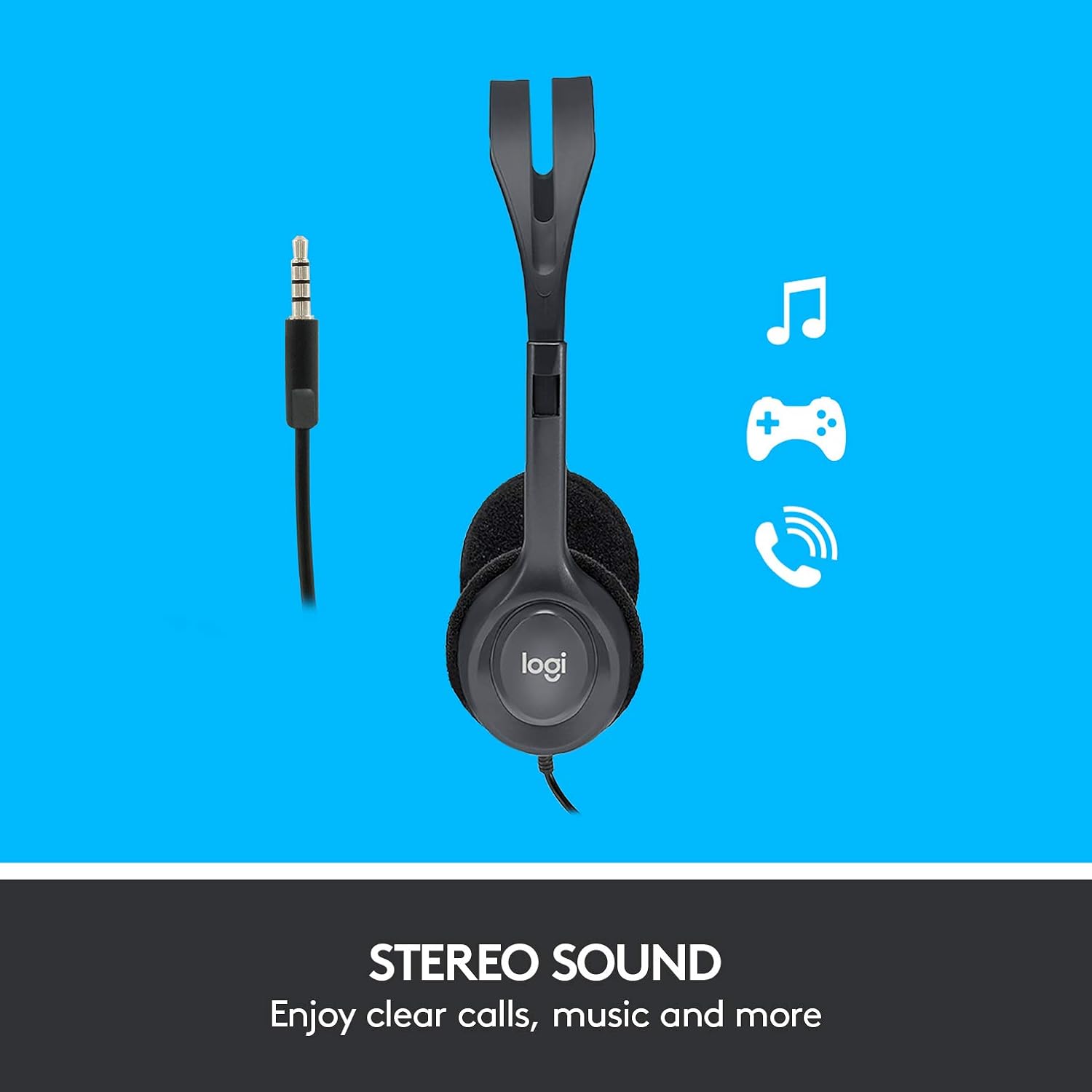 Logitech H111 Wired Stereo Headset with Noise-Cancelling Microphone and 3.5 mm Jack for PC, Mac, Laptop, Smartphone, Tablet - Black 5