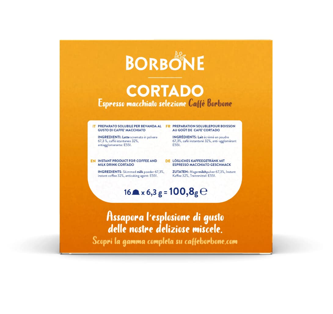 Caffè Borbone Cortado - Espresso Macchiato - 64 Capsules (4 packs of 16) - Compatible with Nescafè Dolce Gusto 4