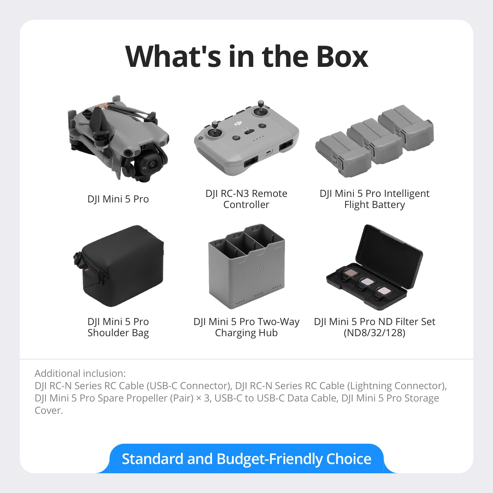 DJI Mini 5 Pro Fly More Combo with DJI RC-N3 - 1-Inch CMOS Camera Drone with 4K/60fps HDR Video, 36-Min Flight Time, Foldable Design [Drone] 3