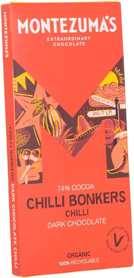Montezuma's Chilli Bonkers 74% Cocoa Dark Chocolate Bar with Organic Chilli - Vegan, Gluten-Free, 90g 5