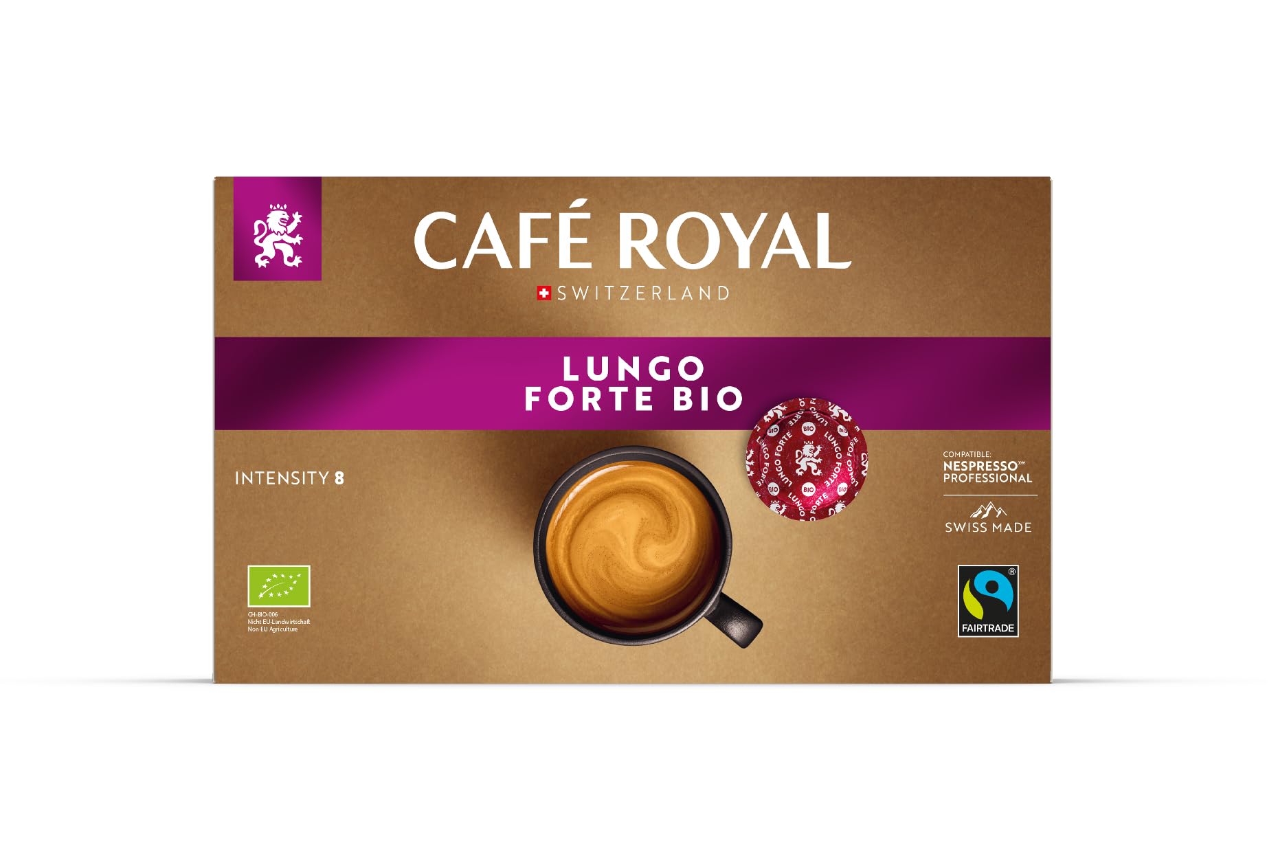 Café Royal Lungo Forte Bio - 50 Fairtrade Certified Coffee Pods for Nespresso Professional 7