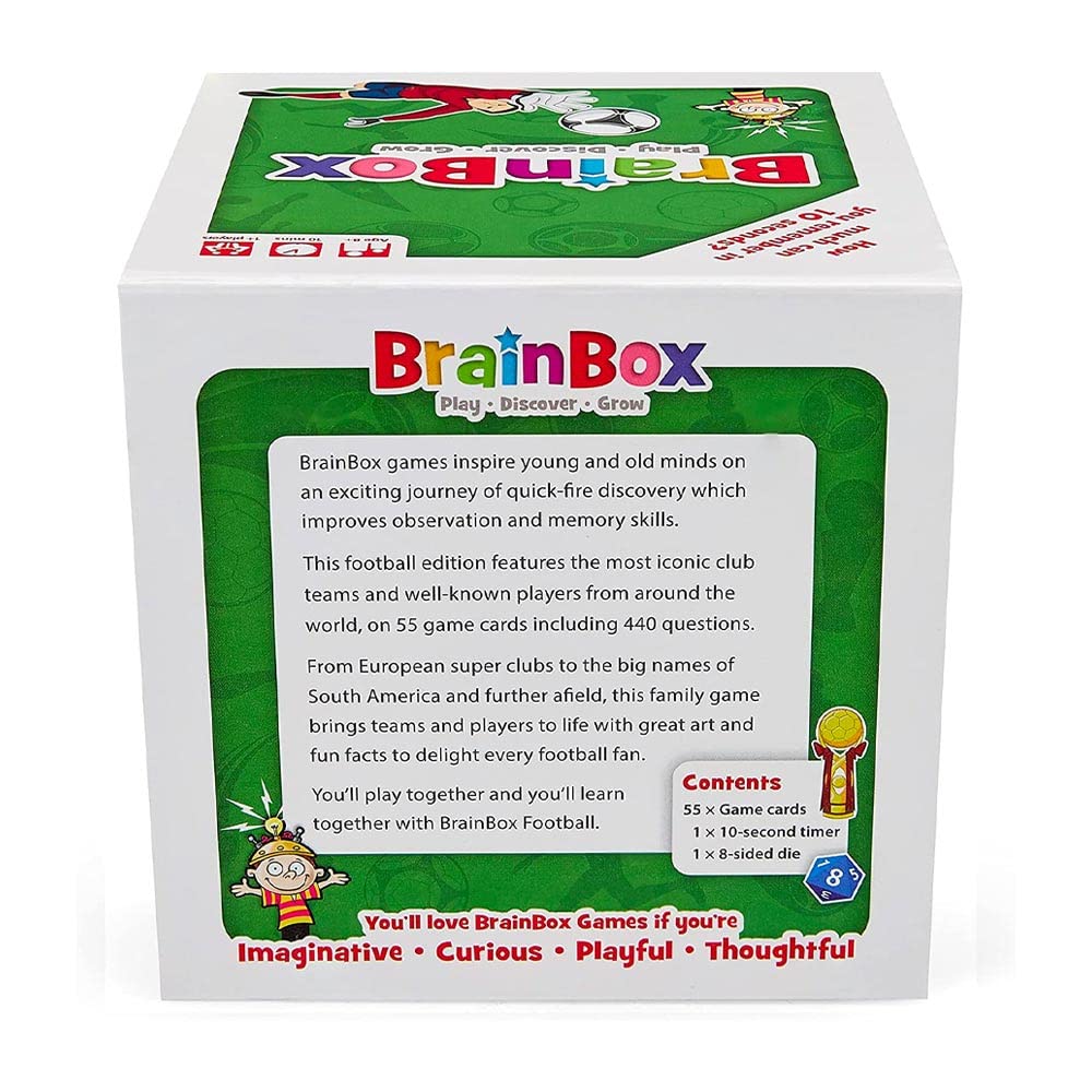 BrainBox Football Card Game | 55 Illustrated Club Cards | Memory & Observation Game