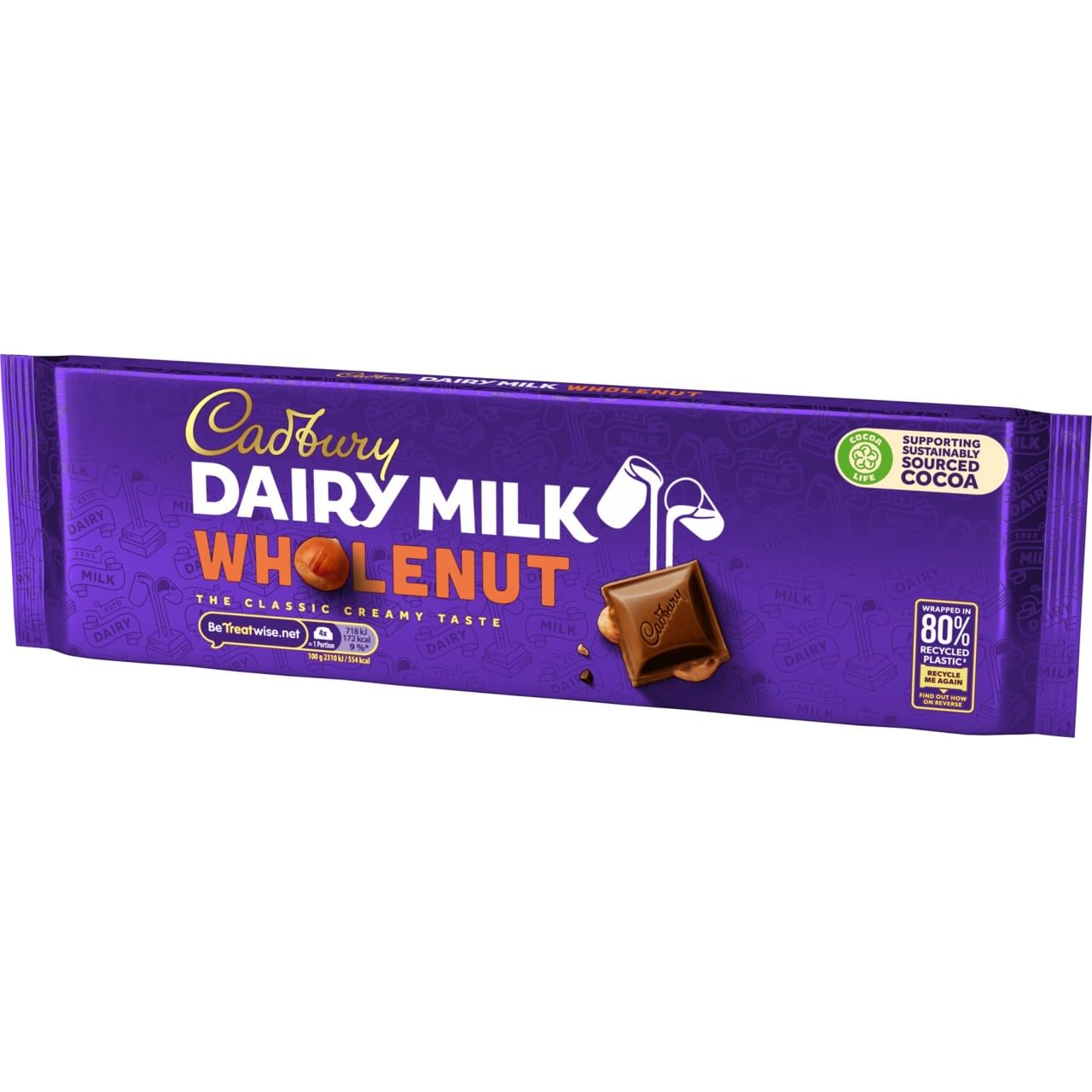Cadbury Dairy Milk Wholenut Chocolate Bar - Creamy Milk Chocolate with Whole Hazelnuts, 280g 3