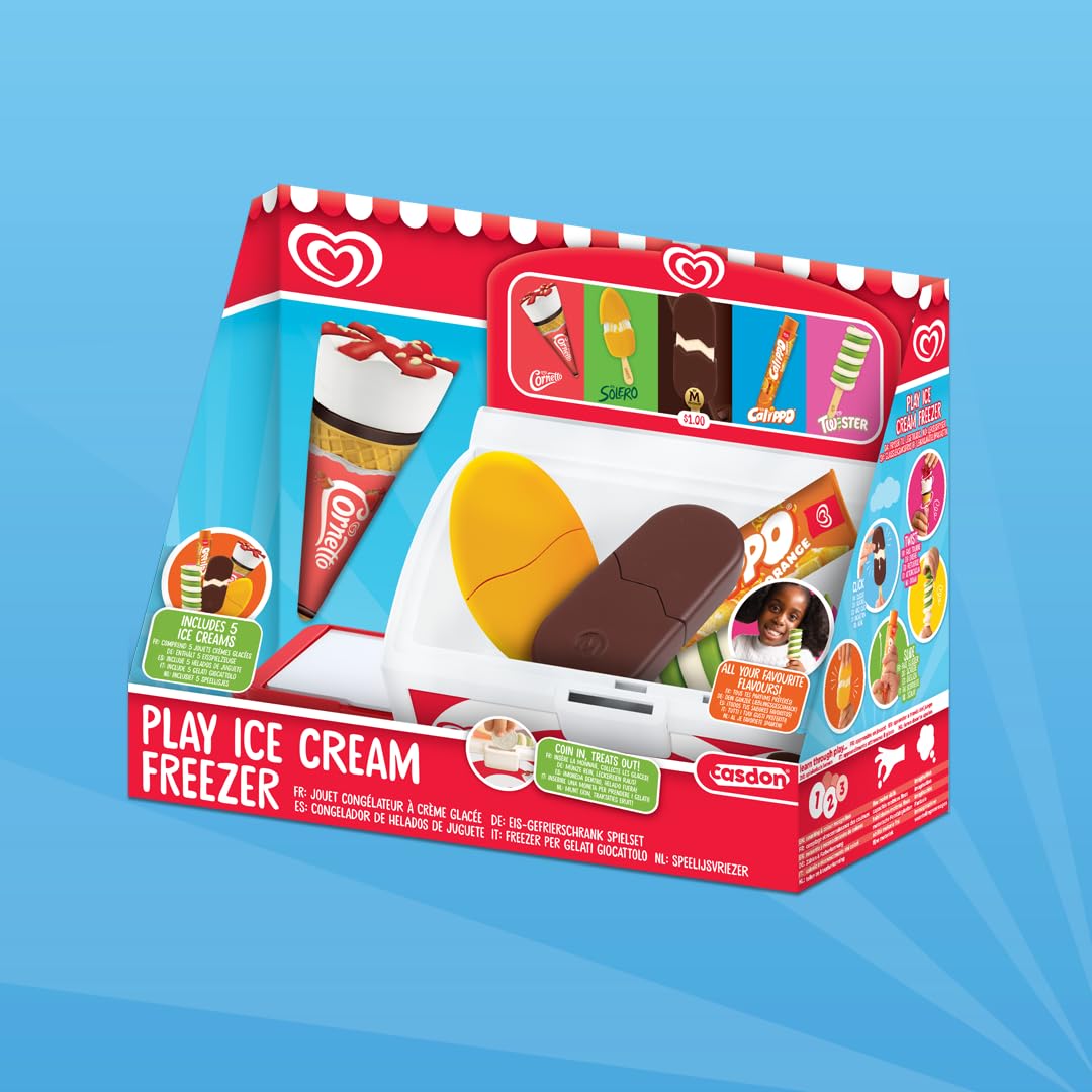 Casdon Walls Ice Cream Freezer Toy - Pretend Shop Playset for Children Aged 2+ | Includes 5 Ice Creams 6