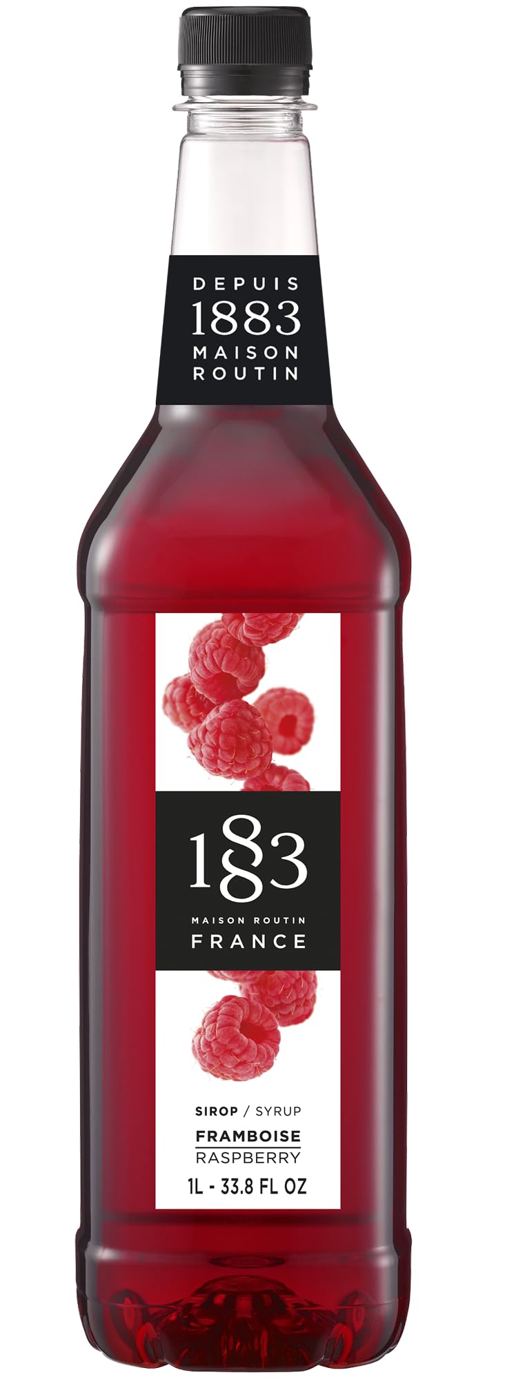 1883 MAISON ROUTIN Premium Raspberry Syrup - Pure Cane Sugar, Real Fruit Juice | 1 L