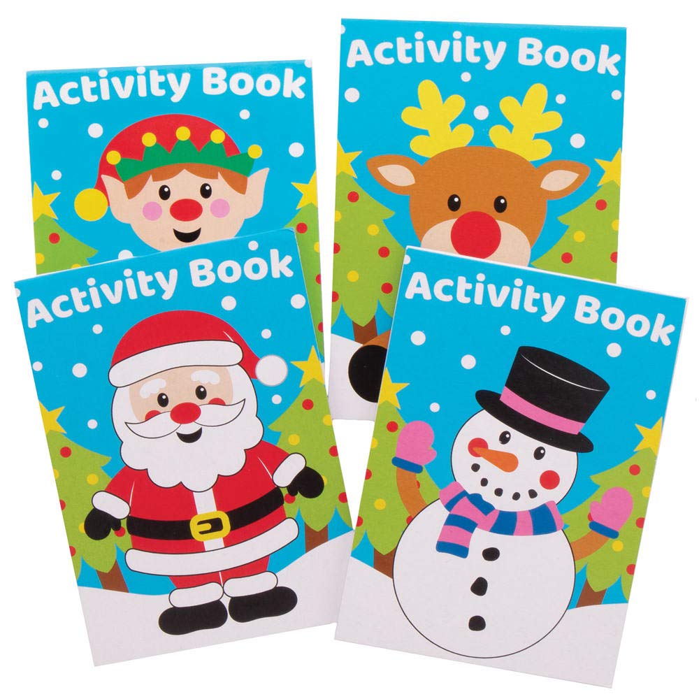 Baker Ross Mini Christmas Activity Books - Pack of 12 with Puzzles & Games for Kids
