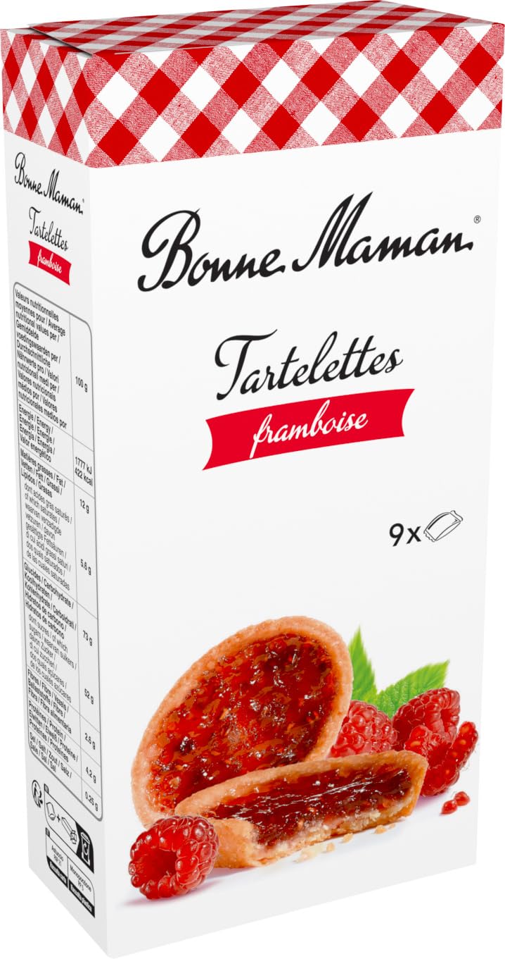 Bonne Maman Raspberry Tartlets - Crispy Shortbread Crust with Velvety Filling | 135g