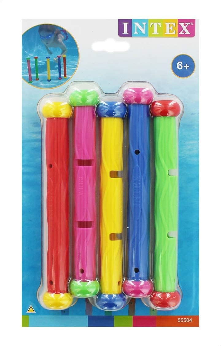 Intex Summer Fun Dive Sticks - Pack of 5 Soft Flexible Pool Toys for Kids 6+ 8