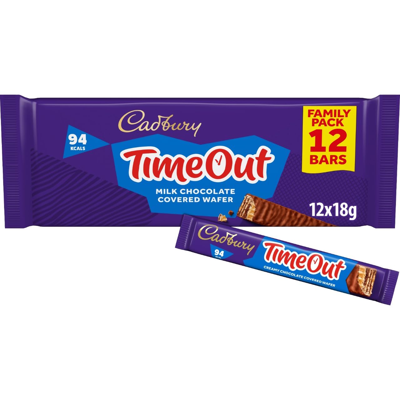 Cadbury Timeout Milk Chocolate Covered Wafer Bars, Crispy Wafer Fingers in Smooth Cadbury Milk Chocolate, 12 x 18g 4