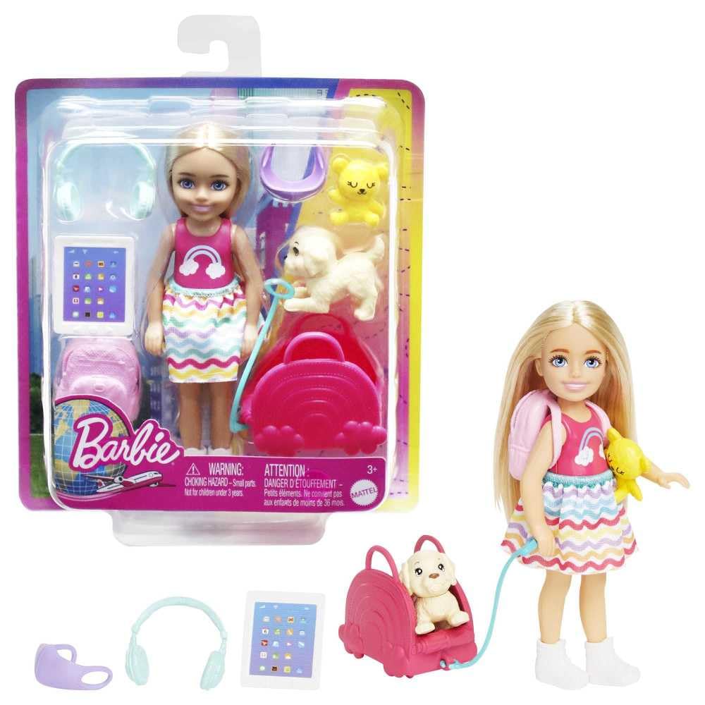 Barbie Chelsea Doll & 6 Accessories - Travel Playset with Puppy, Pet Carrier & Backpack for Ages 3+ 8