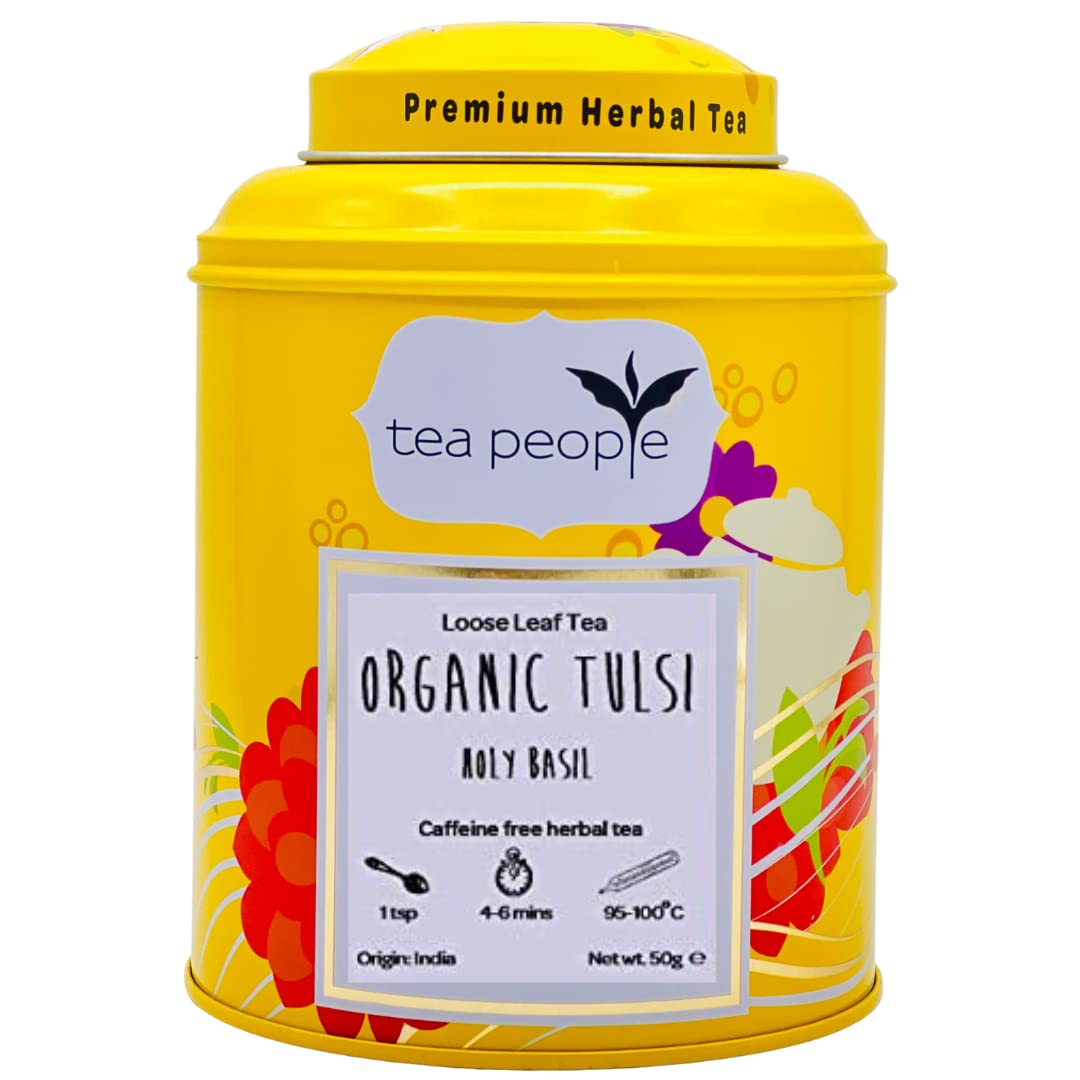 Tea People Organic Tulsi (Holy Basil) Loose Leaf Herbal Tea, 50g in Tin 4