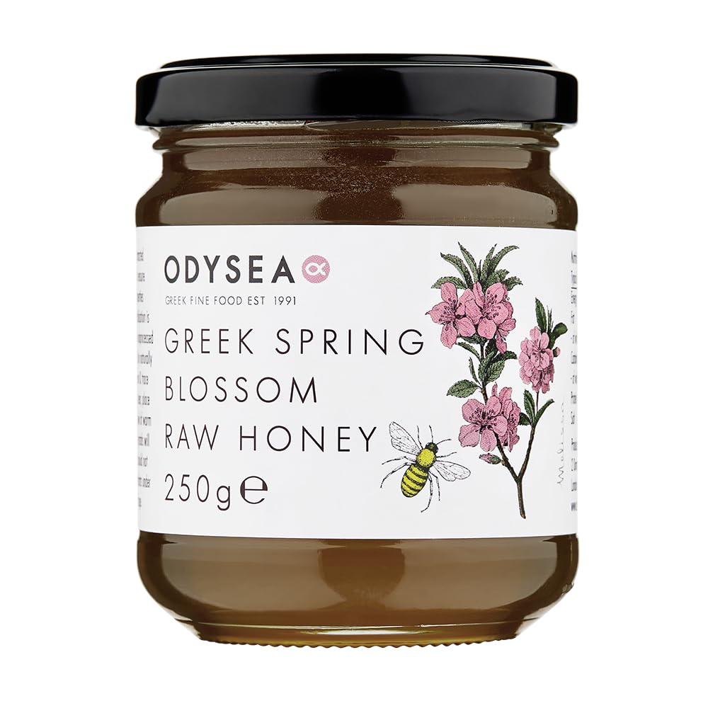 Odysea Greek Spring Flower Blossom Honey, 250g - Cold-Extracted Unfiltered Raw Honey