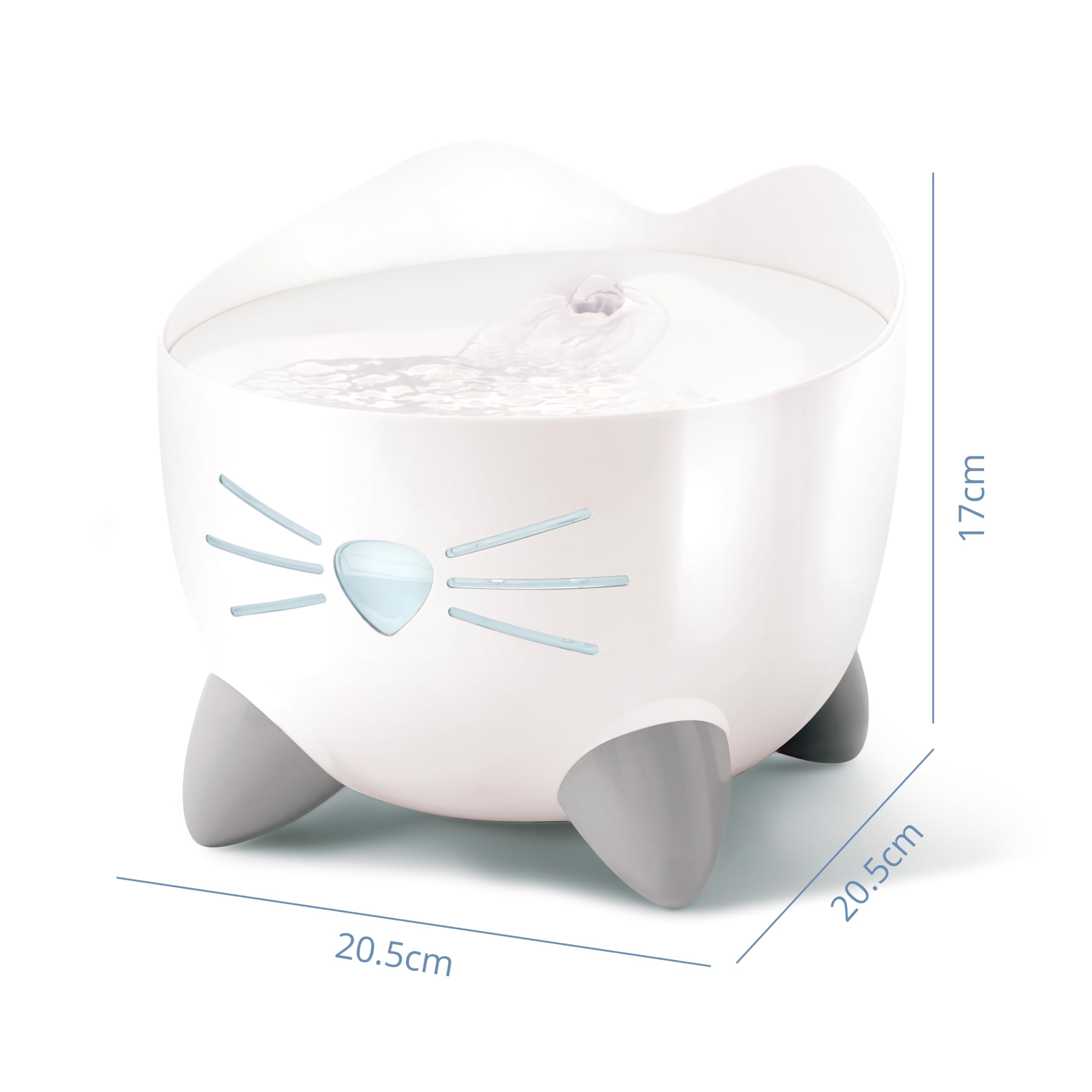 Catit PIXI Cat Drinking Fountain - White Stainless Steel Top | 2.0L Capacity | Triple Filter 3