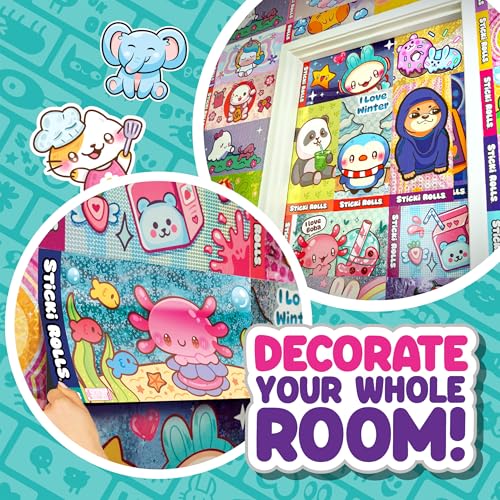 Sticki Rolls Jumbo Stickies - Giant Re-Stickable Foil Stickers, Multicolor Collectible Art (JS100ECDU-12) 7