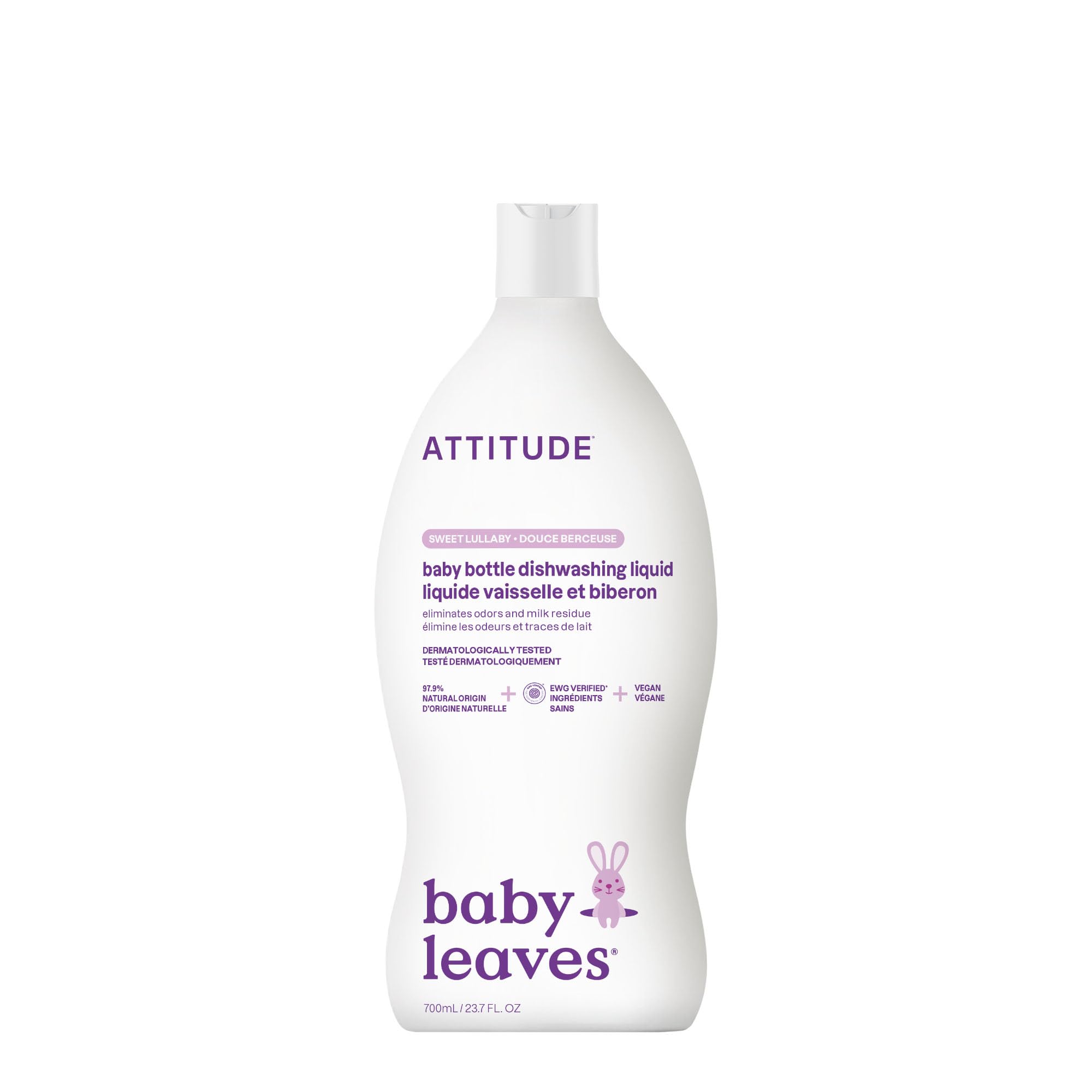 ATTITUDE Baby Washing-Up Liquid and Bottle Cleaner - EWG Verified, Sweet Lullaby Scent, 700 ml