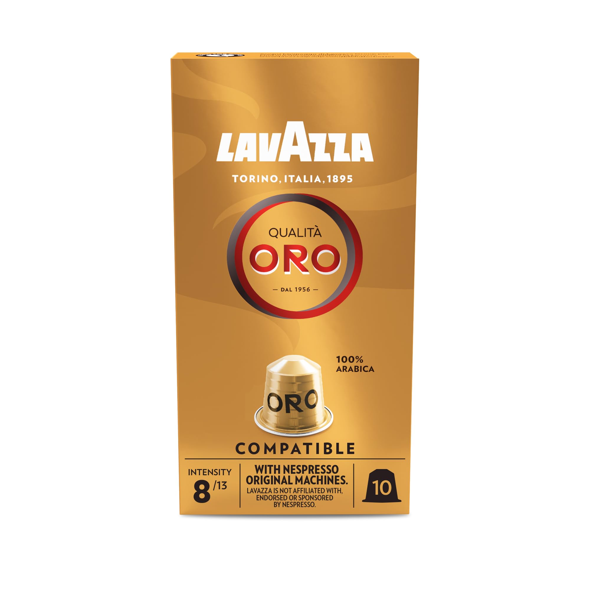Lavazza Qualità Oro Coffee Capsules - 100% Arabica, Intensity 8/13 | 30 Count Aluminum Pods