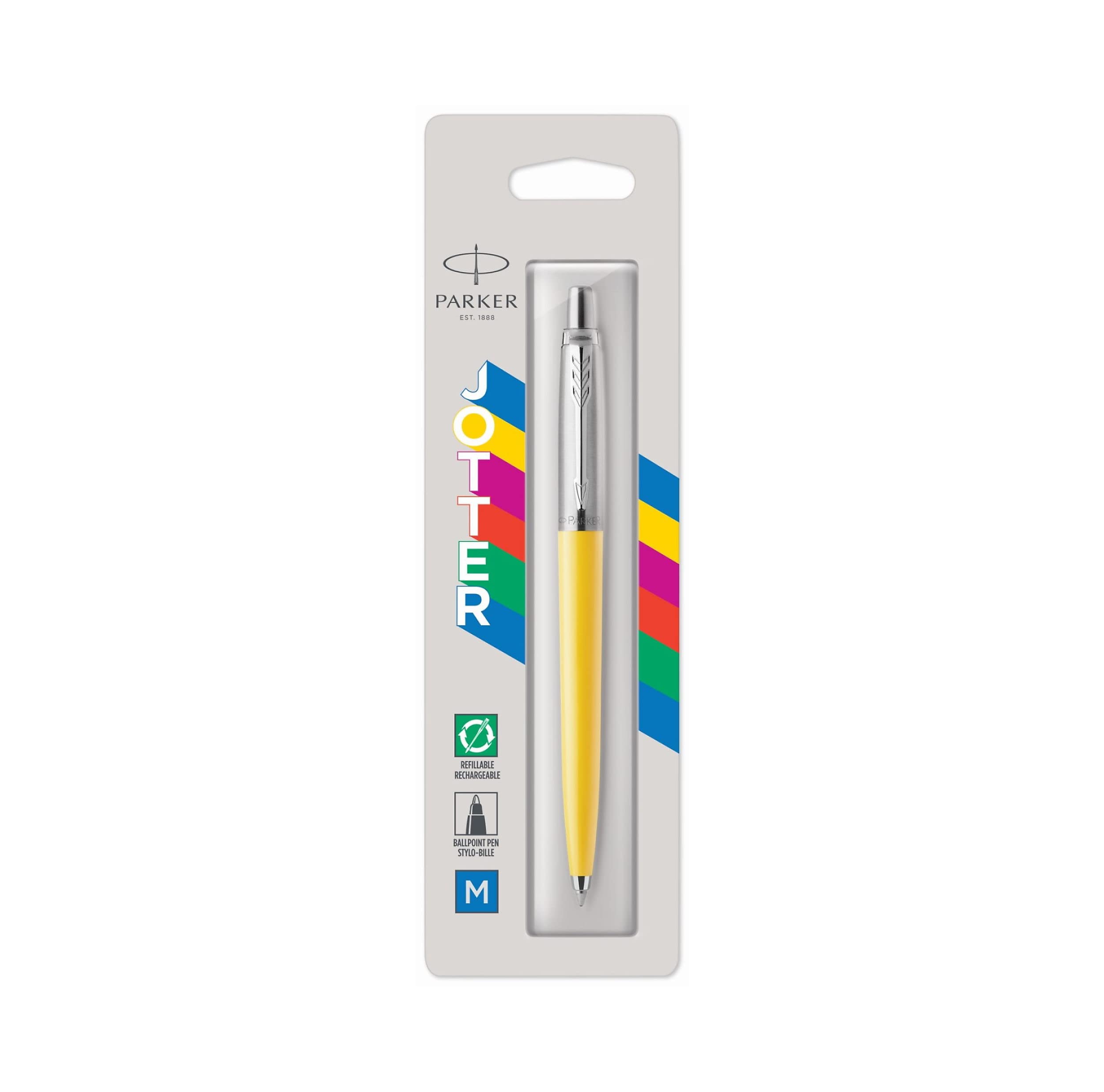 PARKER Jotter Originals Retractable Ballpoint Pen - Classic Yellow Finish | Medium Point | Blue Ink