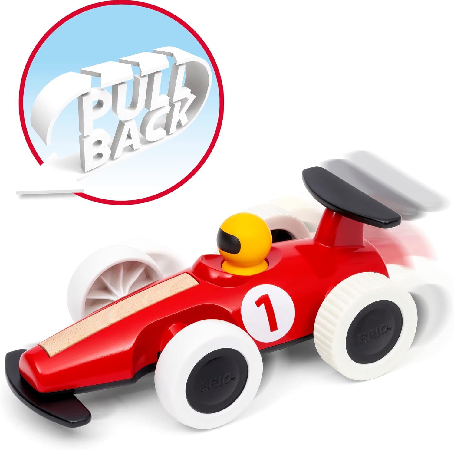 BRIO Large Pull Back F1 Race Car - Educational Toddler Vehicle for Ages 18 Months+ 5